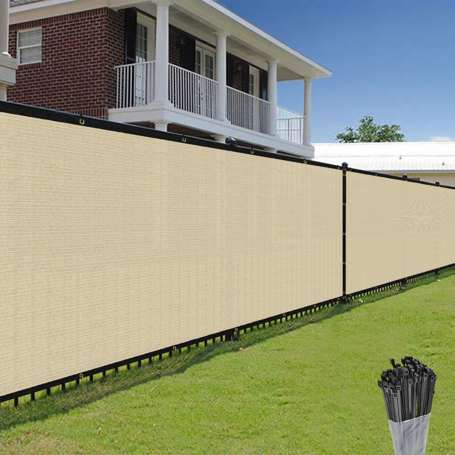 4' 5' 6' 8' Privacy Fence Screen Beige Windscreen Mesh HDPE Shade Cover Garden