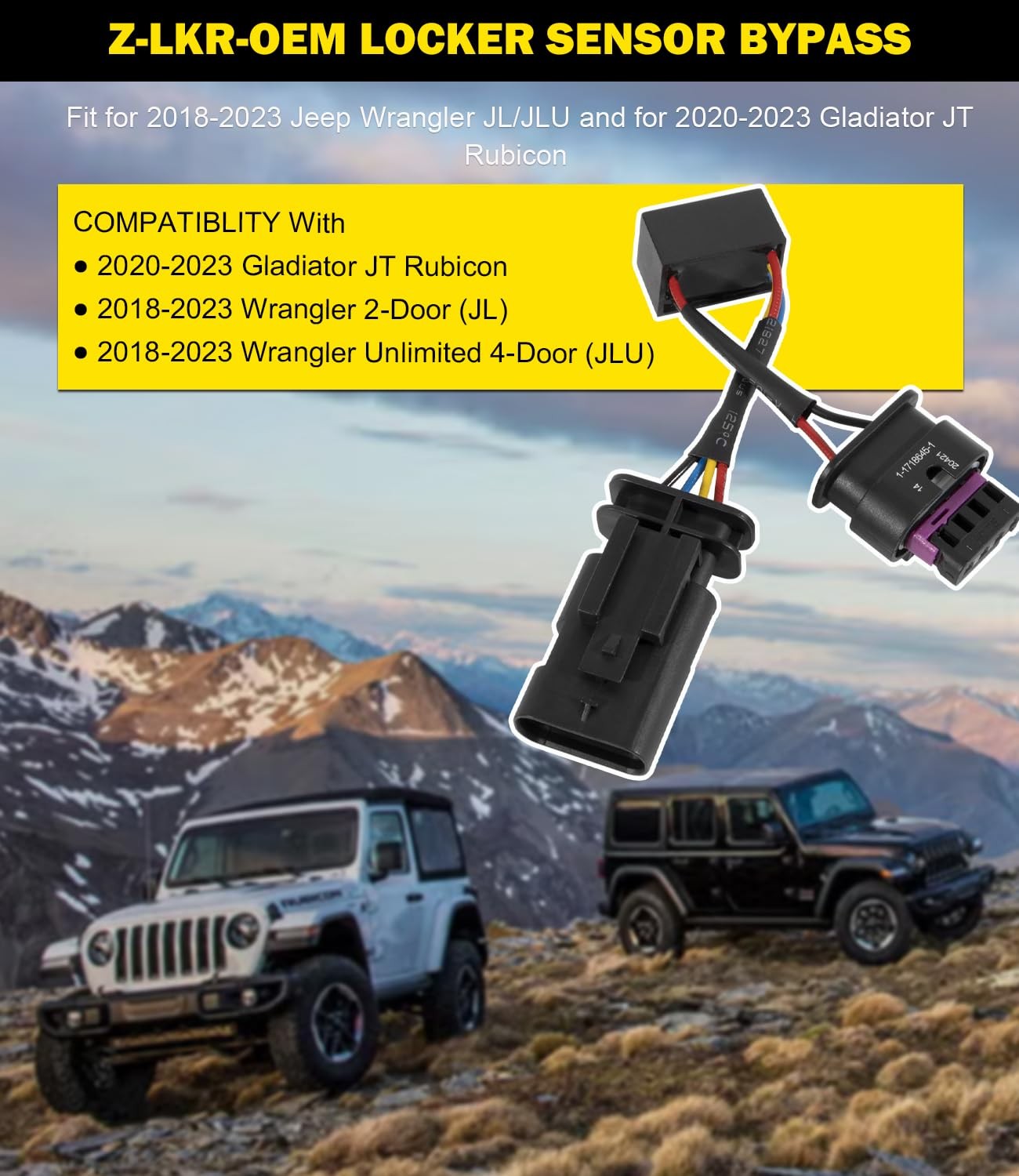 Z-LKR-OEM Locker Sensor Bypass Harness Fit for 2018-2023 Jeep Wrangler JL/JLU an