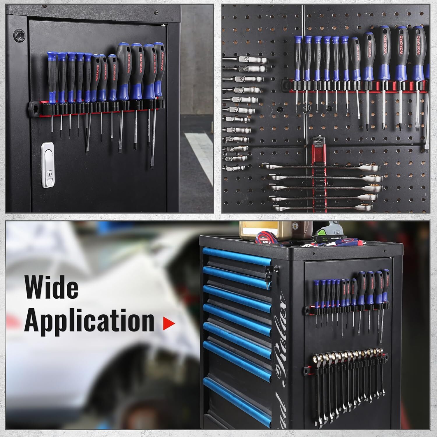 WORKPRO Magnetic Screwdriver Organizer&Wrench Organizer (Tools not Included) 2PC