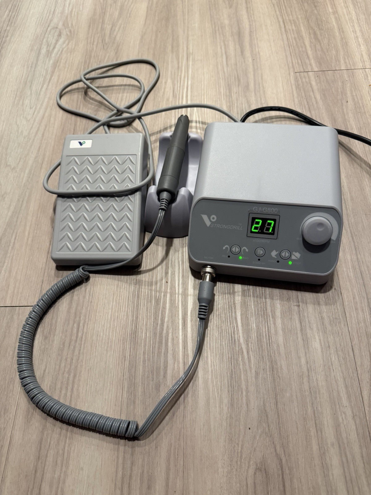 StrongDrill GJ-G800 Electric Nail Drill, Variable Speed, Foot Pedal, Handpiece