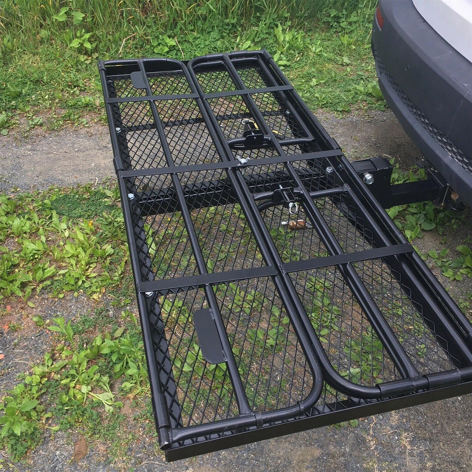 500LBS Folding Trailer Hitch Mount Cargo Basket Luggage Rack Carrier For SUV Car