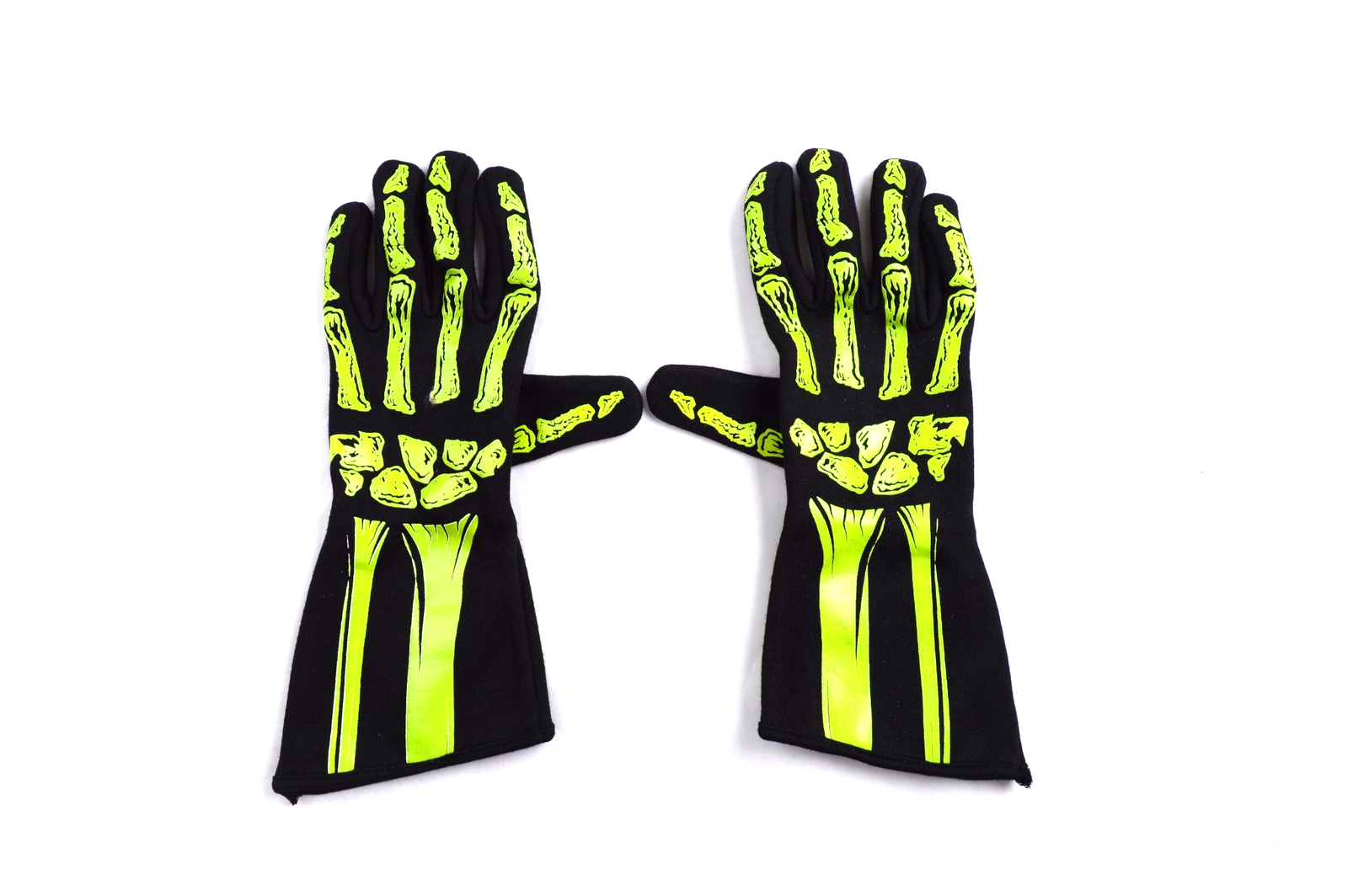 RJS RACING SFI 3.3/5 NEW SKELETON RACING GLOVES LEMON / BLACK SIZE LG 600090162