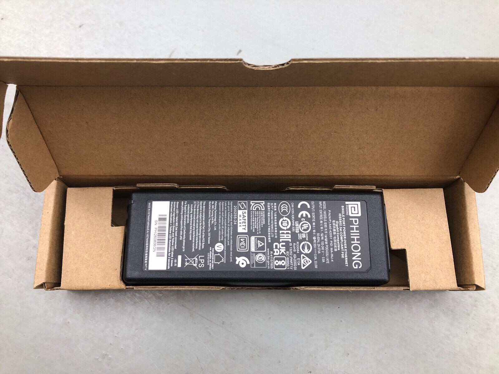 Cisco Meraki MA-INJ-4-US Power Injector 802.3at PoE (US Plug) 110V, 220 V Input