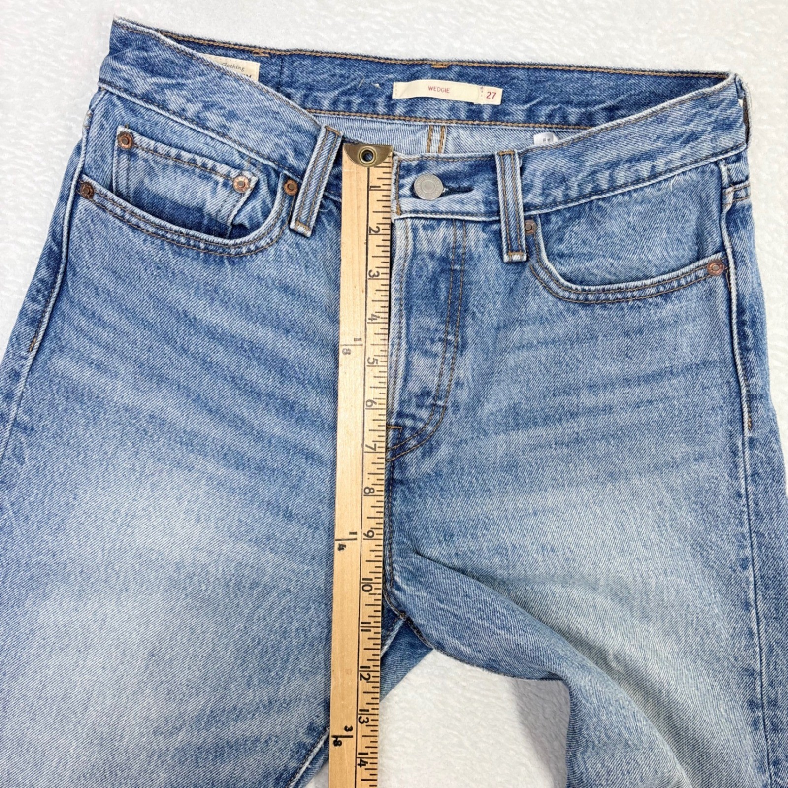Levis Wedgie Straight Jeans Light Wash Raw Hem Womens 27 High Rise 100% Cotton