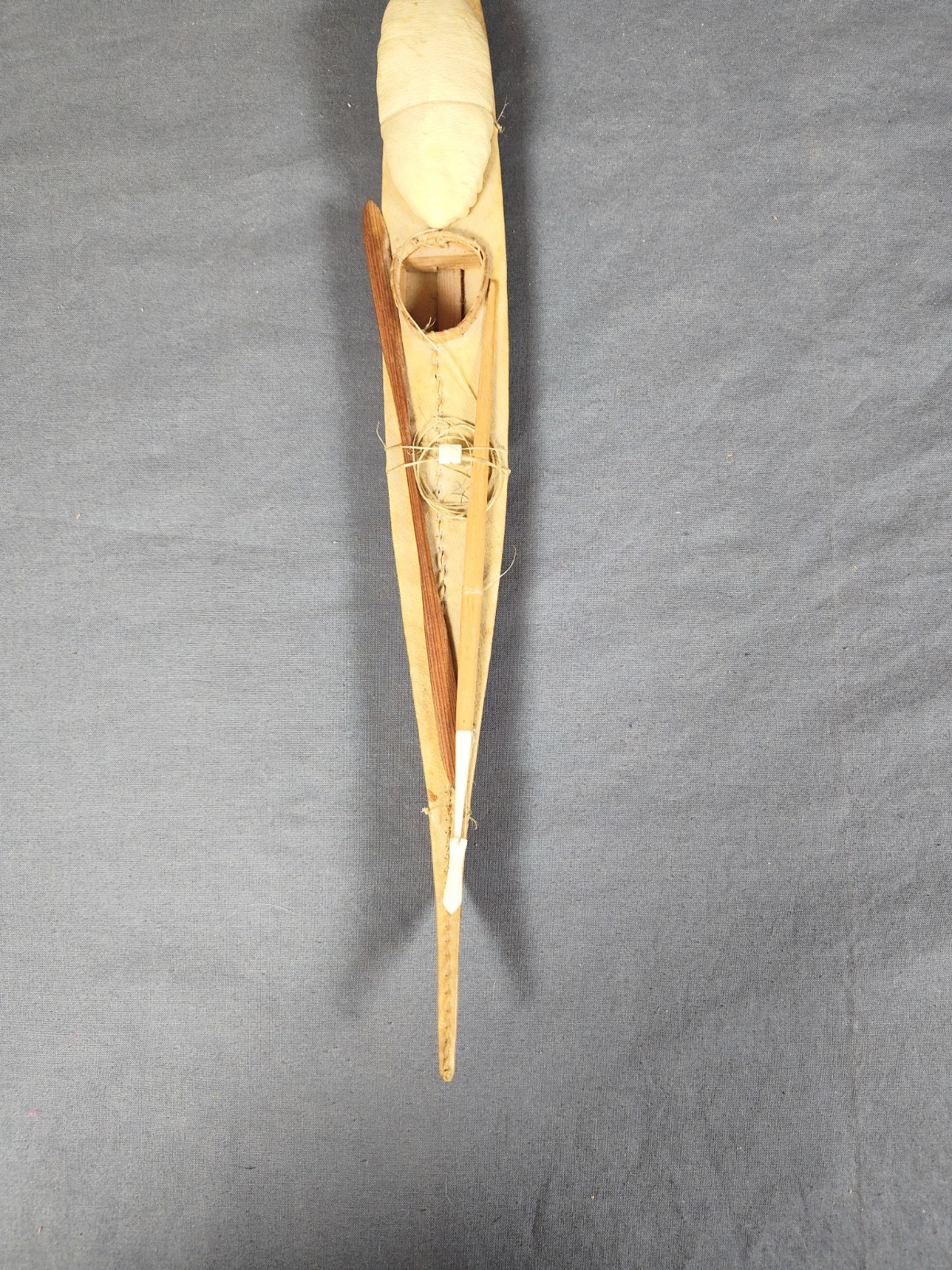 Antique Inuit Kayak Model c. 1900-1920 Authentic Detailed Handcrafted Piece 20"