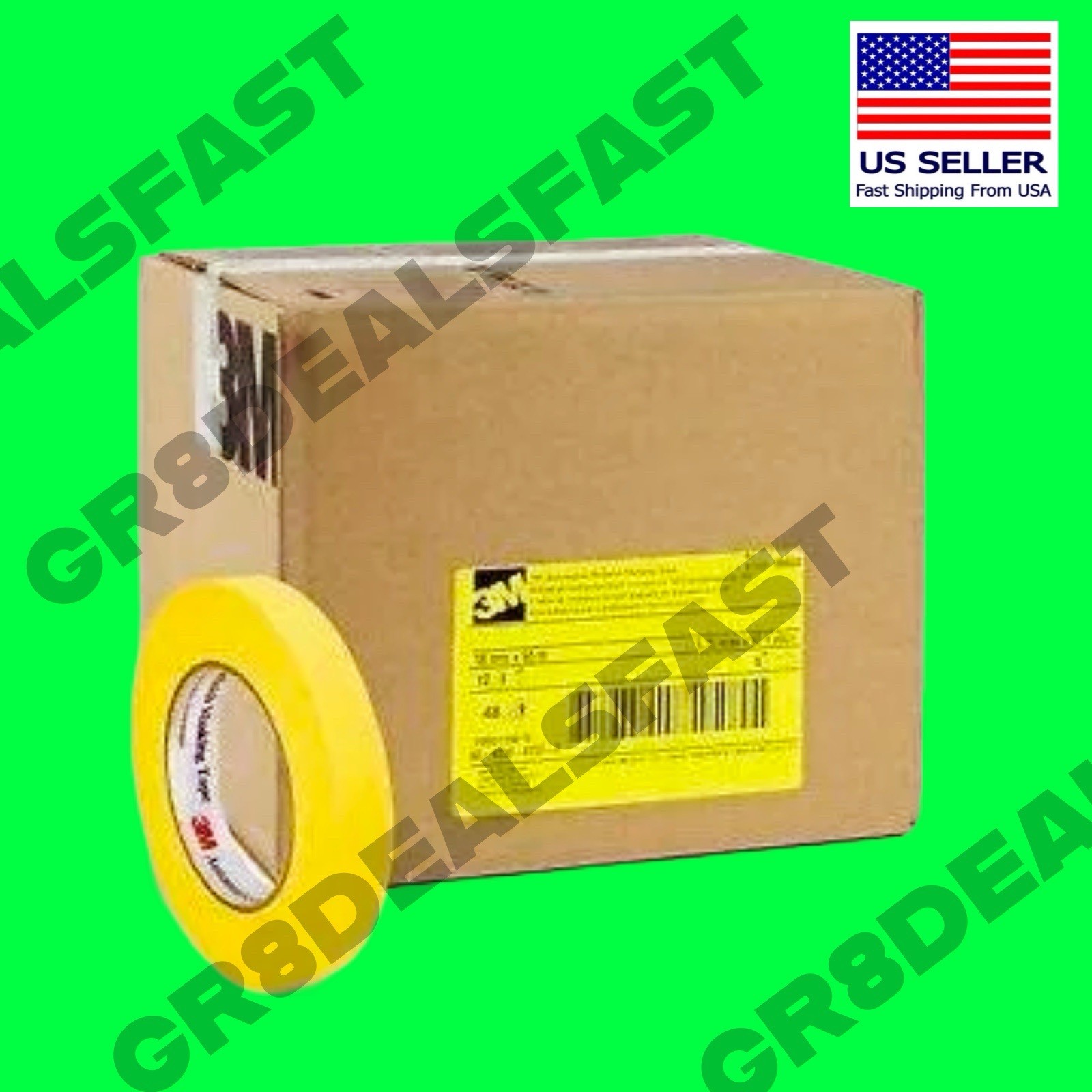 3M 06652 6652 Yellow Masking Tape Rolls Refinish Car Paint 3/4” (Case/48 Rolls)