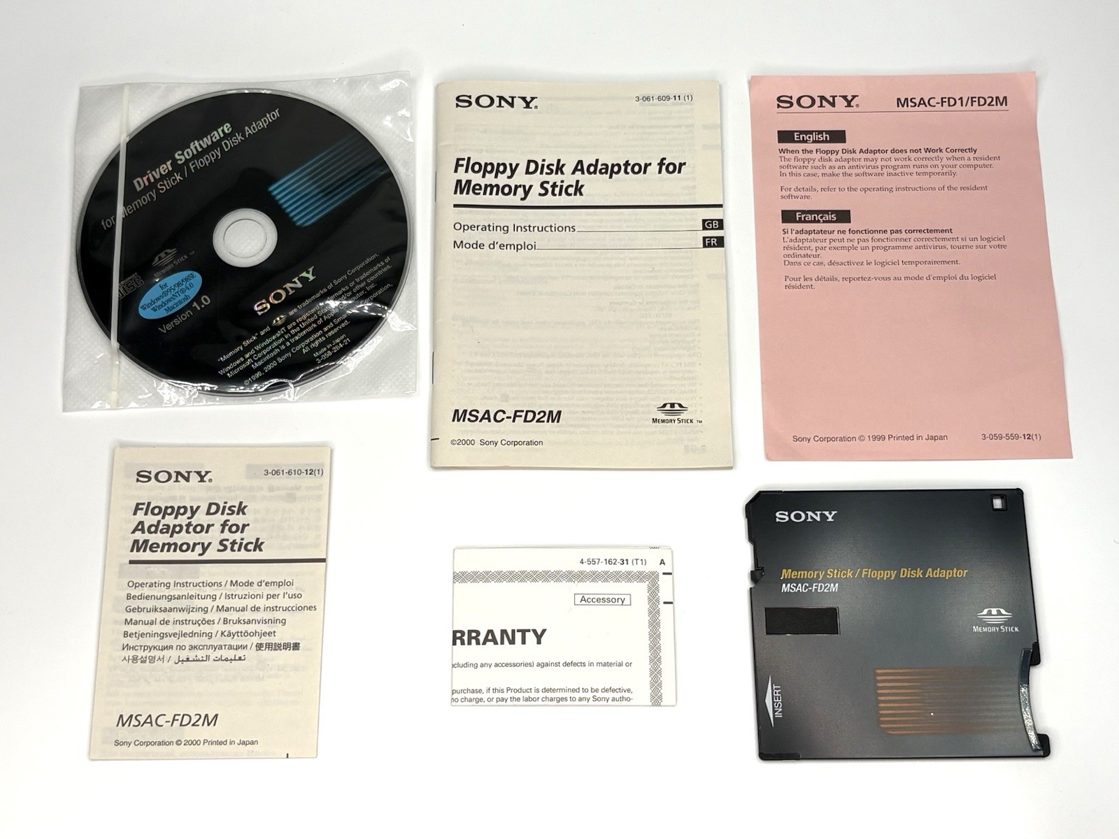 Sony MSAC-FD2M Memory Stick Floppy Disk Adapter Disc Instructions CD