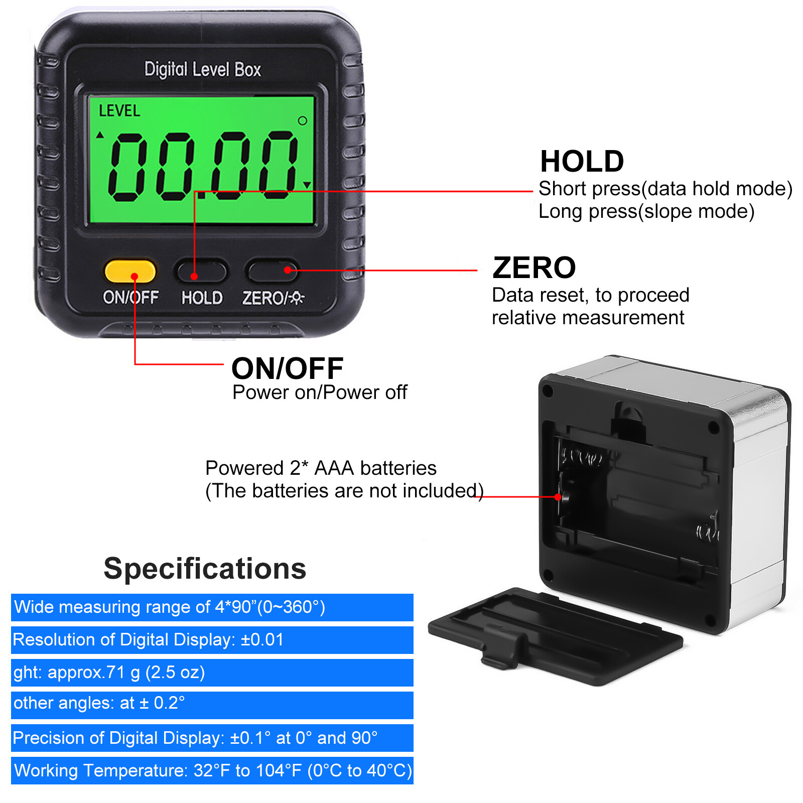 LCD Magnetic Digital Level Box Gauge Angle Meter Finder Protractor Inclinometer