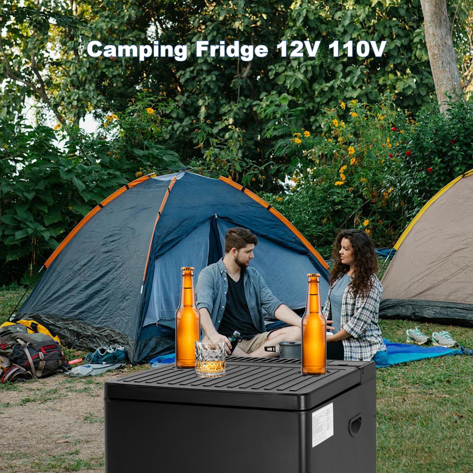 Smad 3 Way Campervan Fridge 1.4cu.ft Gas LPG/12V/110V Quiet Camping Refrigerator