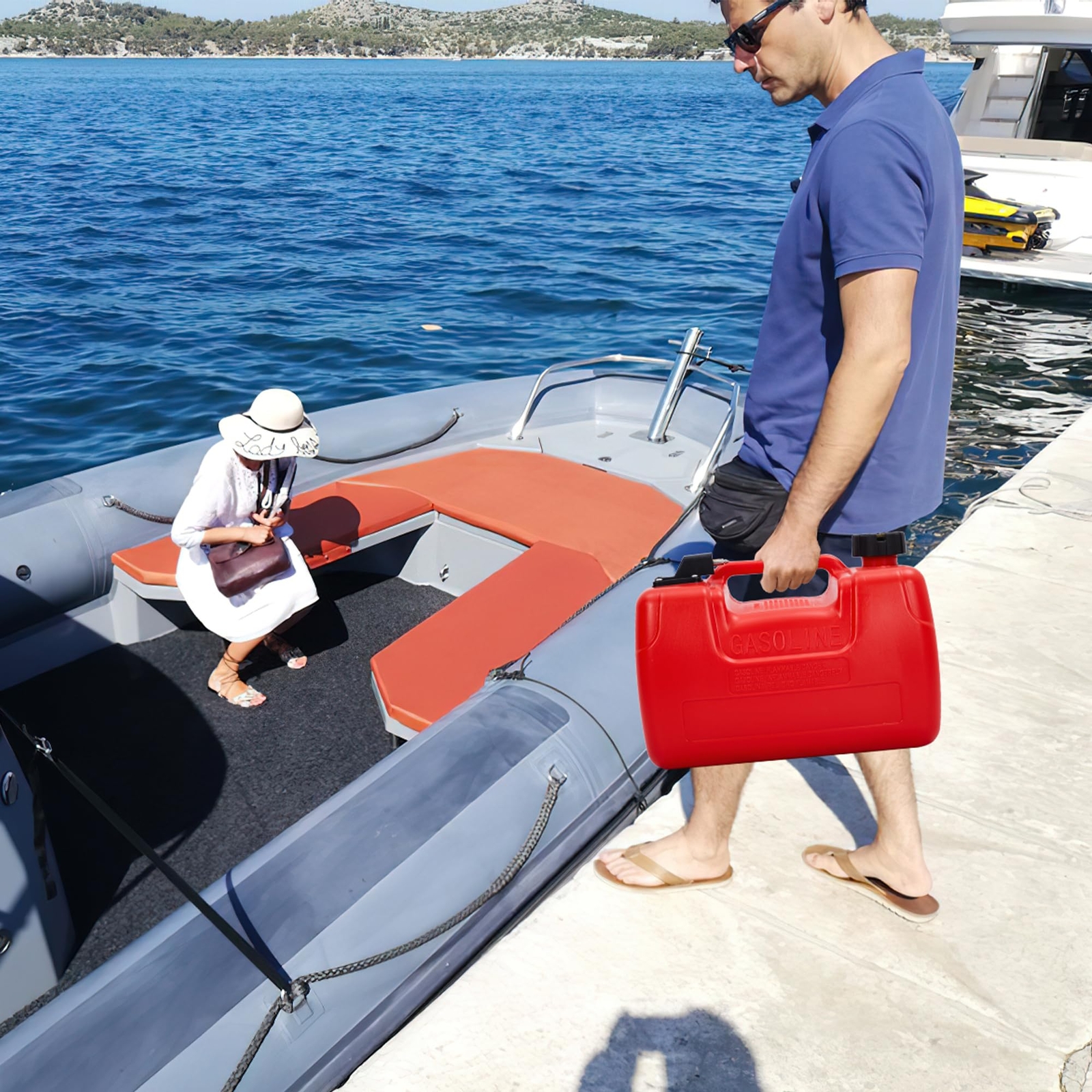 3 Gallon 12L Portable Boat Fuel Tank With Fill Hose For Marine Outboard Motor