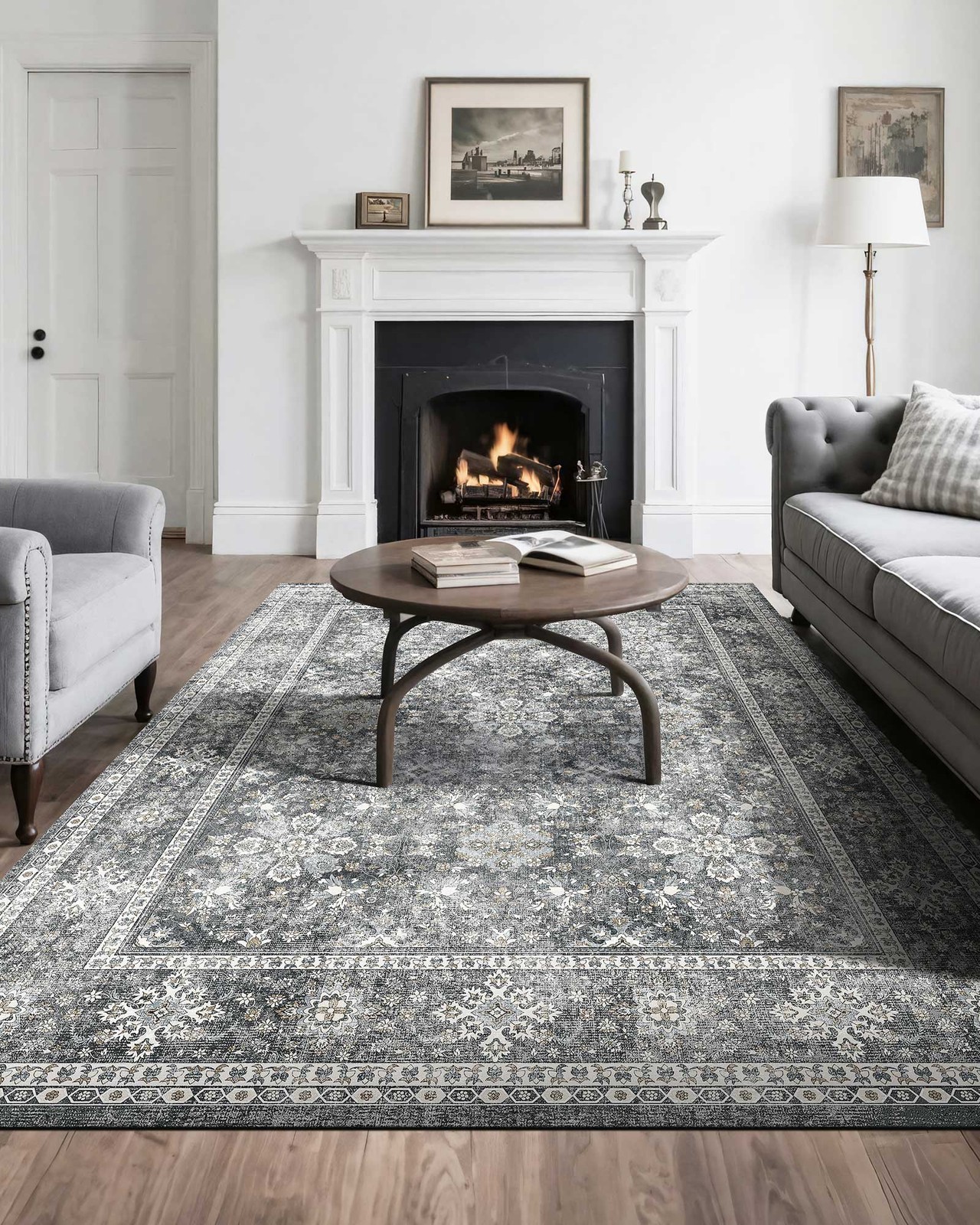 8 x 10ft Area Rug Floor Mat Indoor Carpet Washable Vintage Throw Rugs Anti Skid