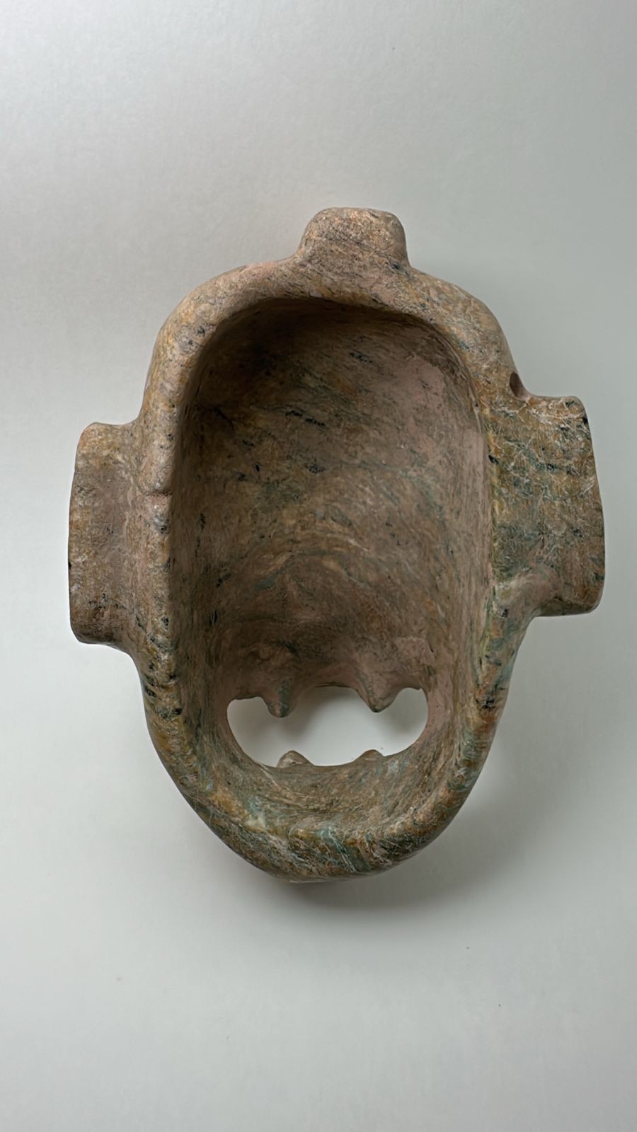 Precolumbian Mayan Stone Chacc God Face Pectoral Pendant 700 AD 1200 AD