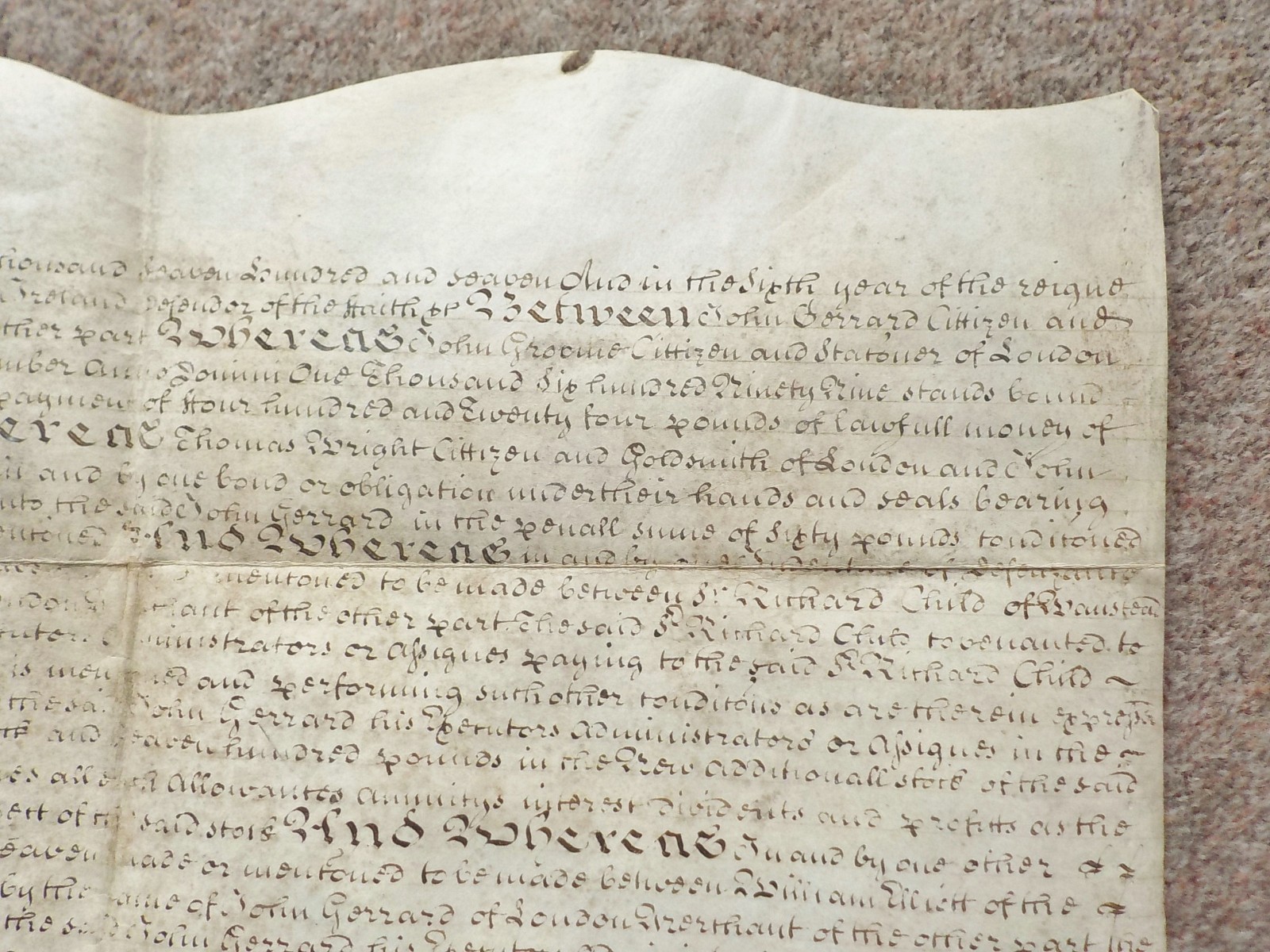 1709 London Covent Garden Drury Lane Vellum Deed Indenture + extra Document