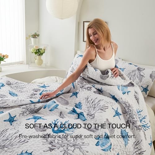 King Size Comforter Set，3 Pieces Down Alternative King(96"x90") Sea Turtle