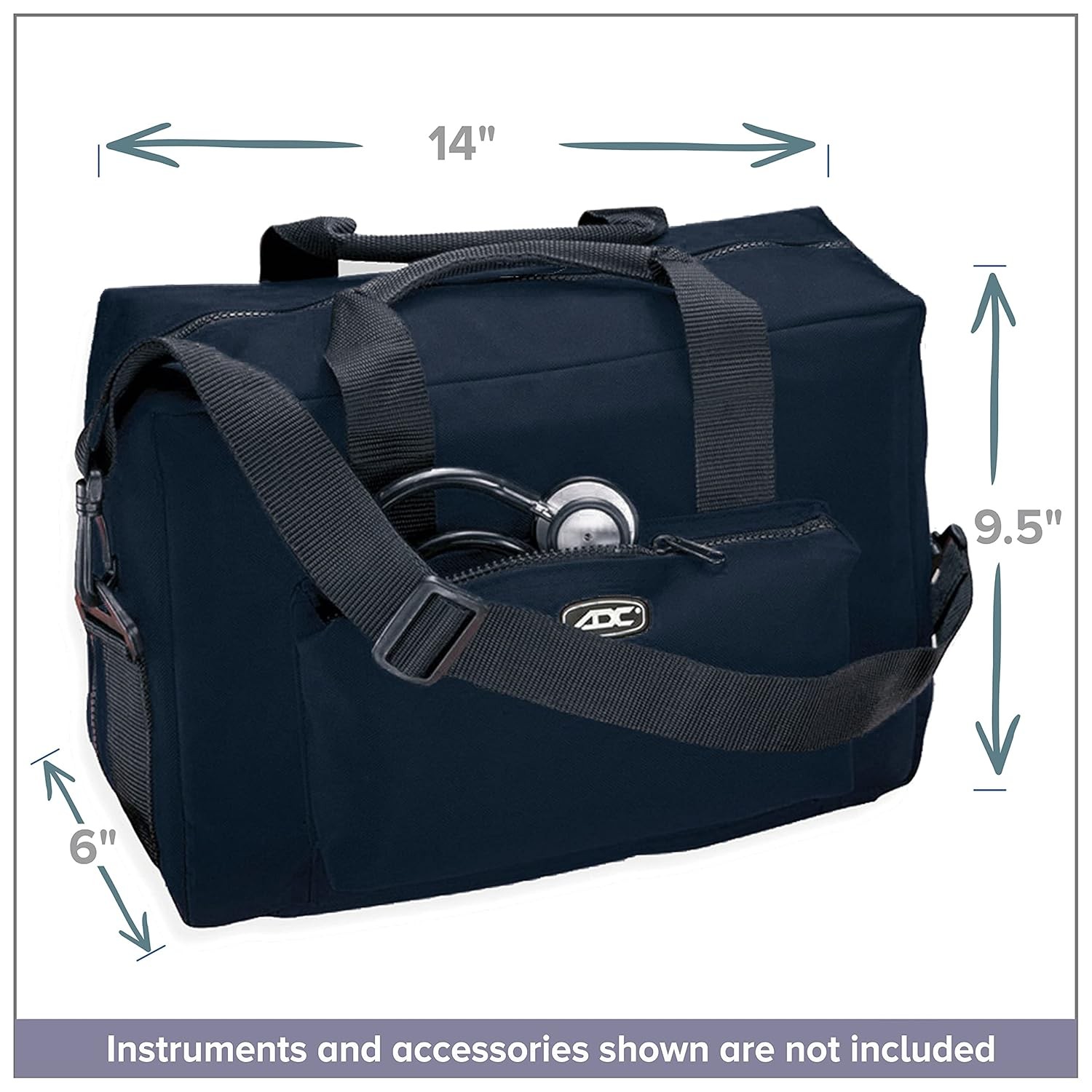 ADC Nylon Nurse/Physician Medical Bag, Navy 1/EA