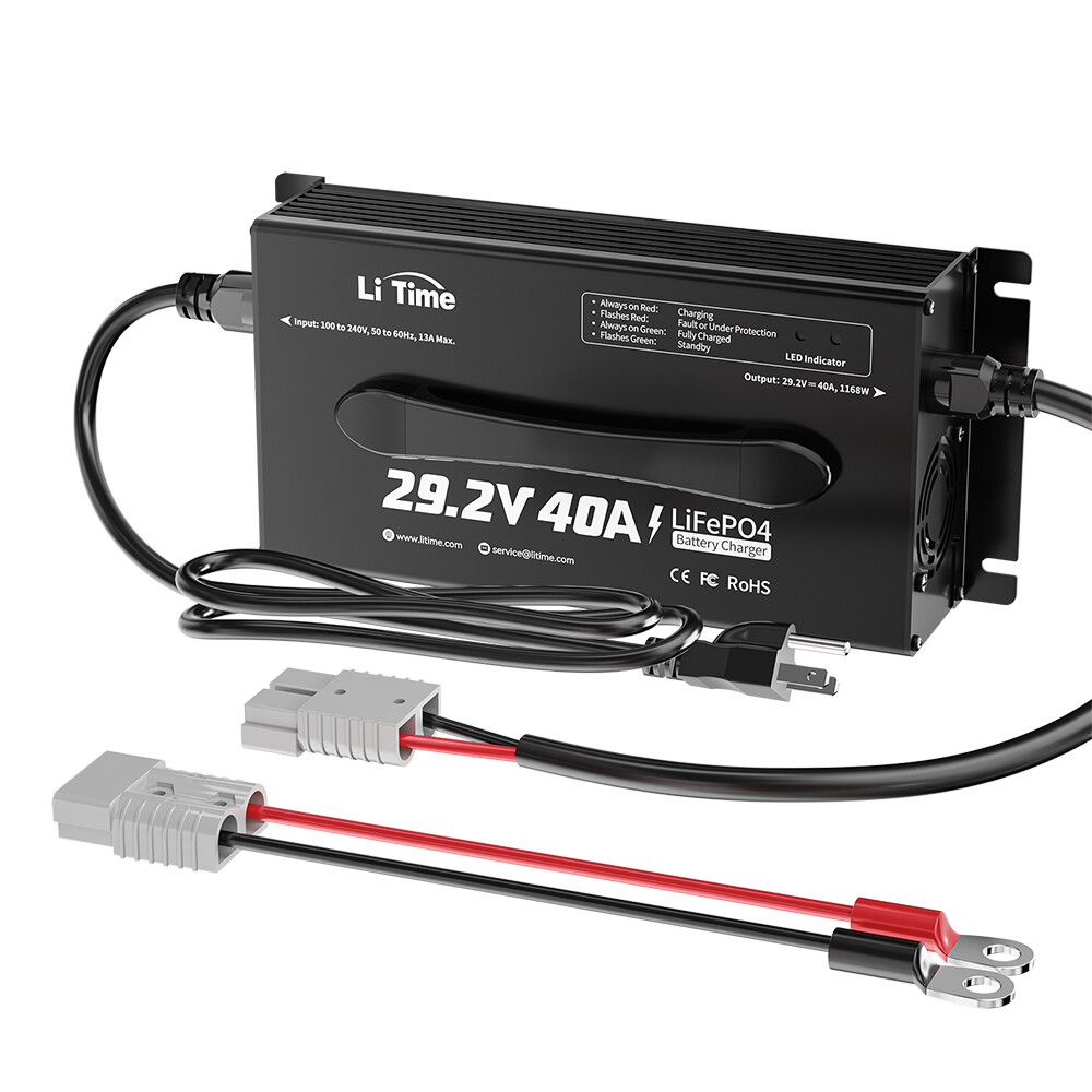 LiTime 29.2V 40A AC-DC Charger for 24V 200Ah 230Ah 280Ah Lithium LiFePO4 Battery