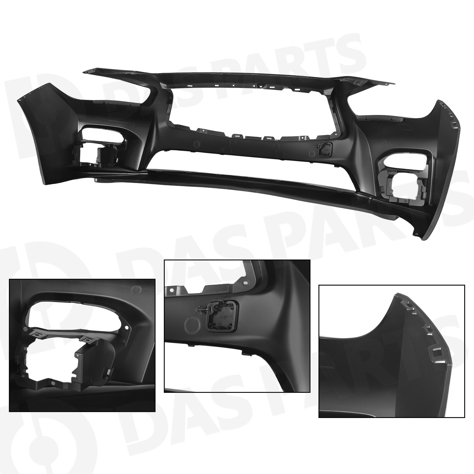 For 2014-2017 Infiniti Q50 Front Bumper Cover w/Tow Hook Cover w/o Sensor Holes