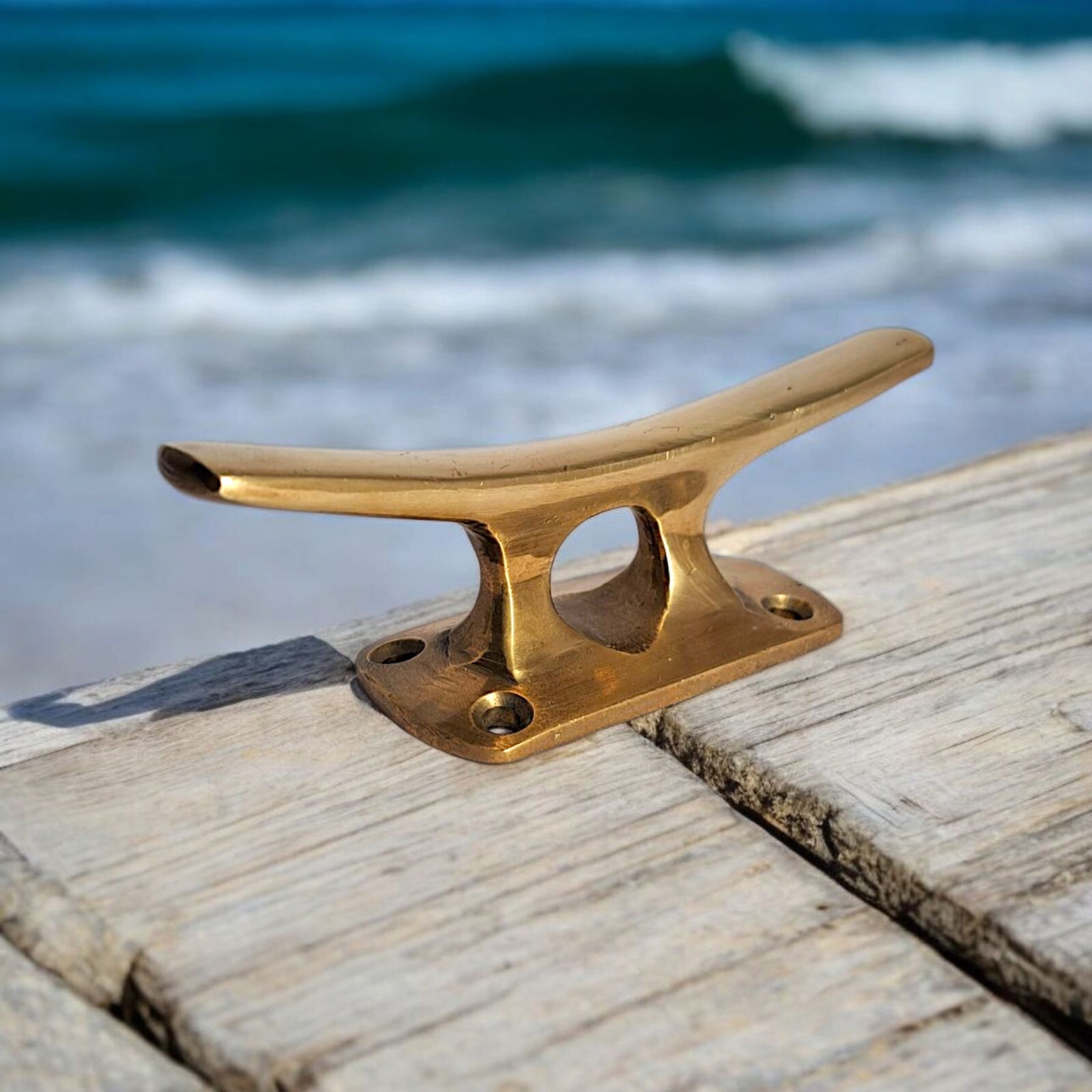 Solid Brass Boat Cleat, Functional, Nautical Gold Decor, 12cm/4.7in