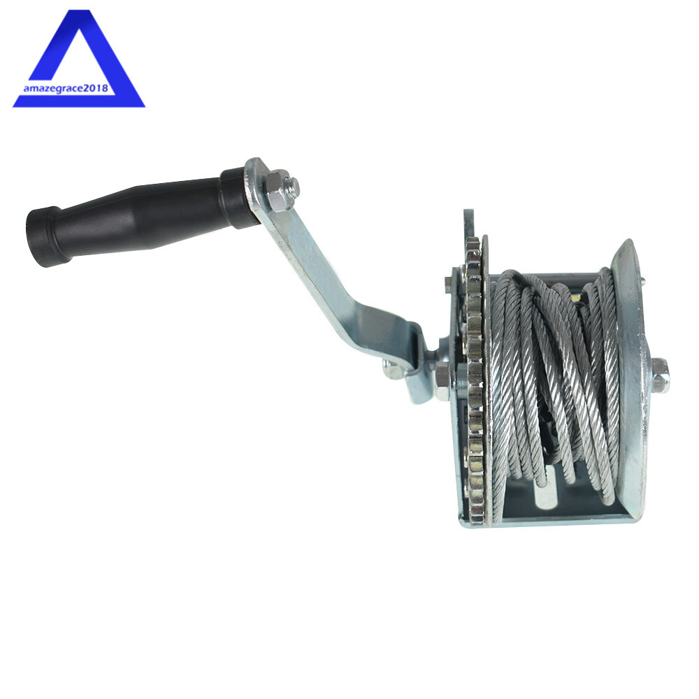 1600lbs Hand Winch Boat Winch Hand Crank Winch W/10m (32ft) Cable Manual Winches