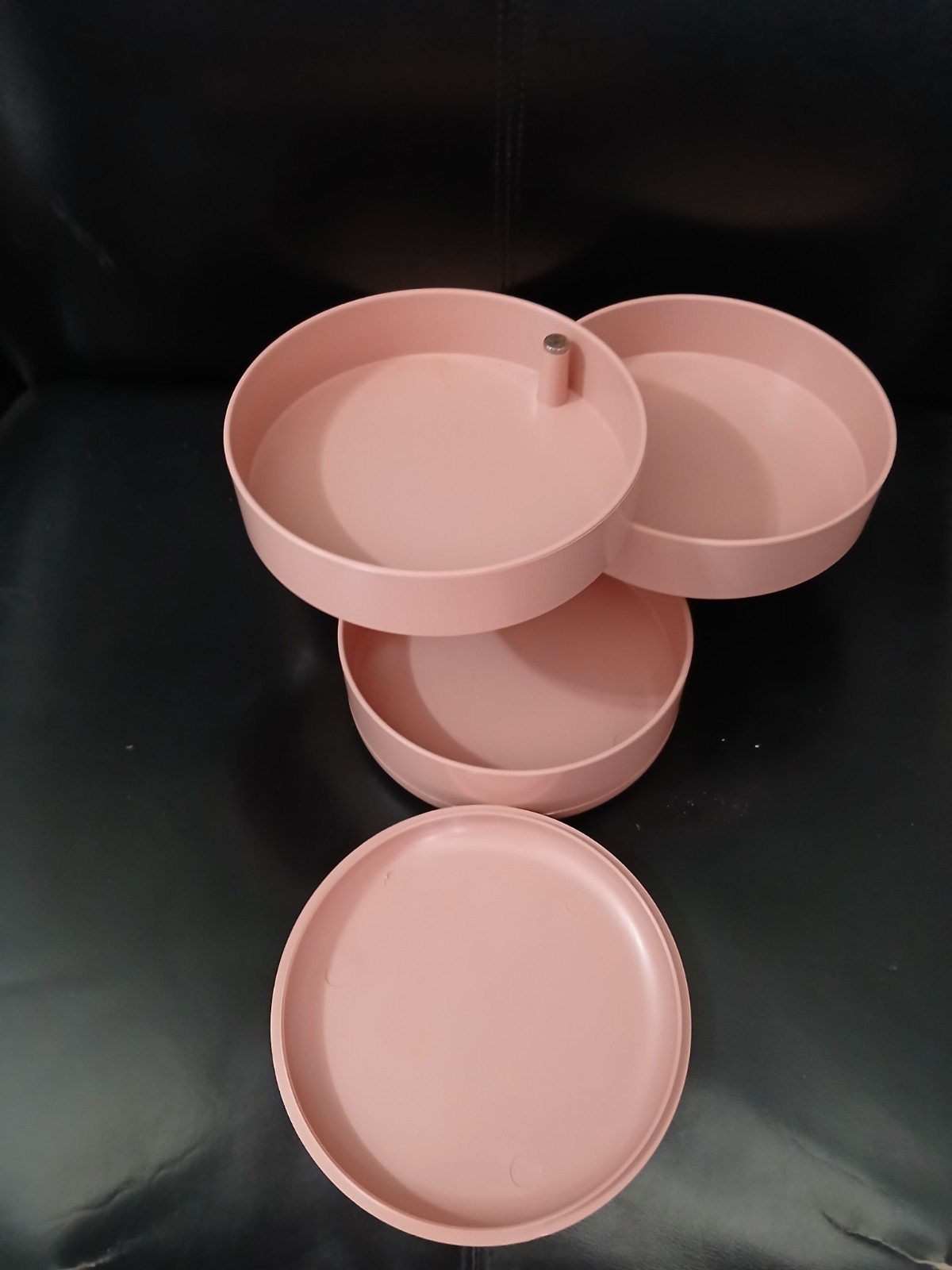 Vtg Circular Swivel Container Organizer AUTHENTIC Pink Rose Color
