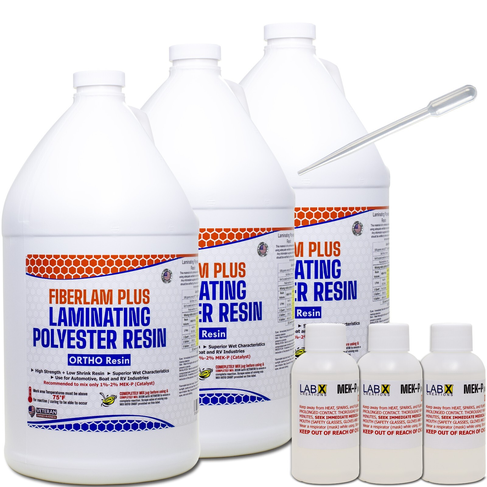 FIBERLAM PLUS 1 Gallon POLYESTER RESIN +MEKP (for laminating, cloth, mat,strand)