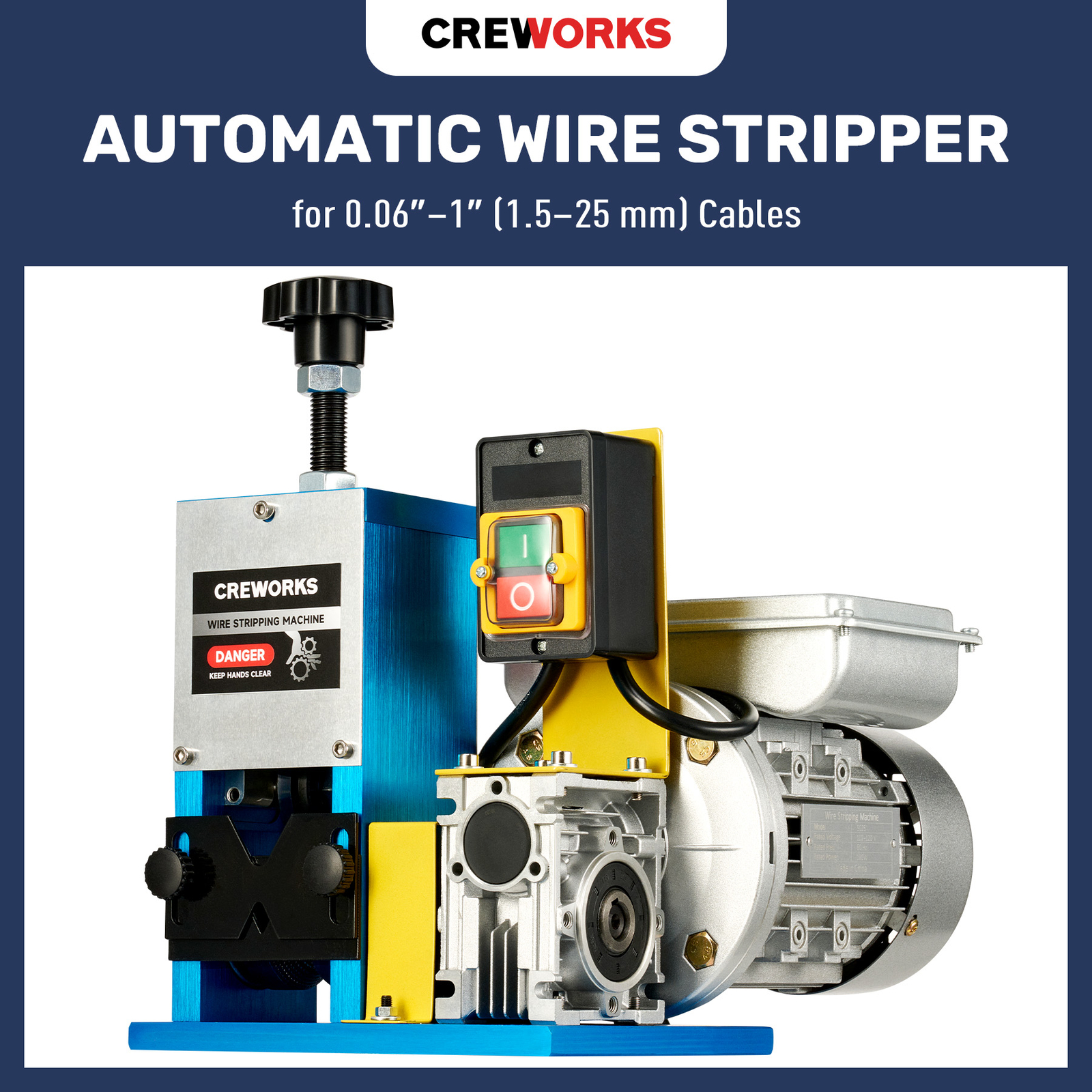 CREWORKS Portable Powered Electric Wire Stripping Machine 1/4HP Cable Stripper