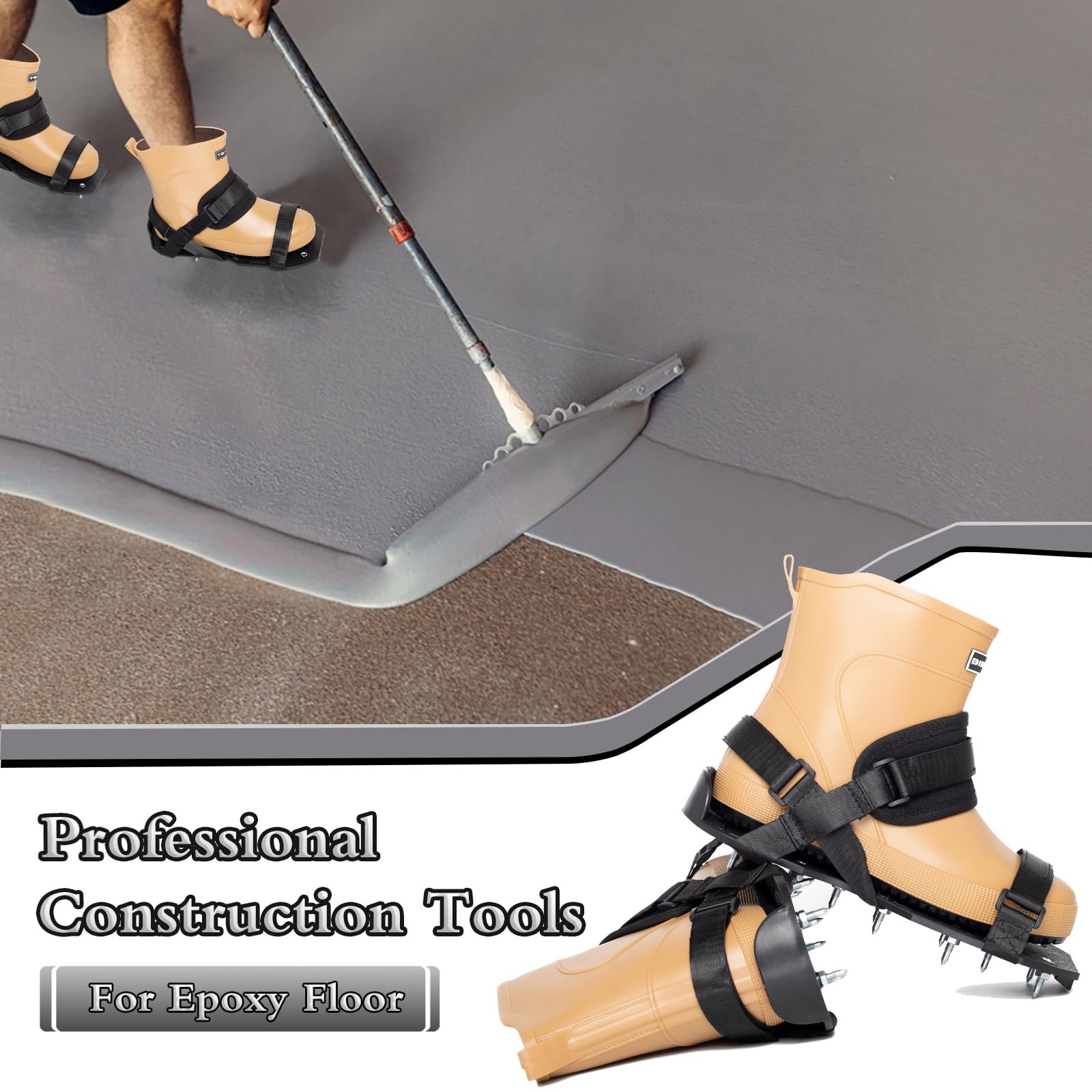 Epoxy Floor Spiked Shoes with 1" Short Spikes â€“ Adjustable Nylon Straps, X-Sh