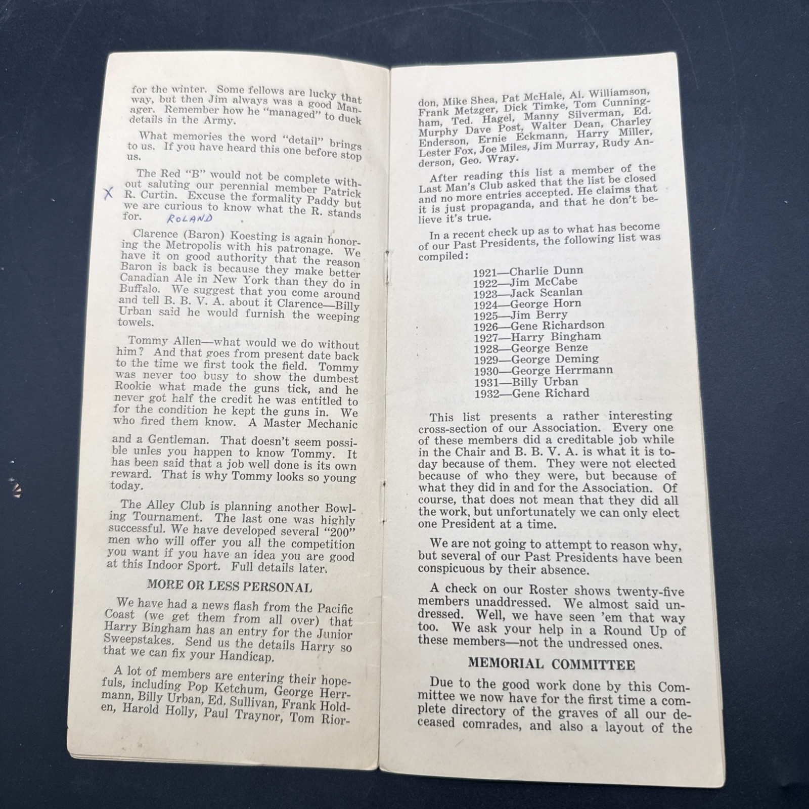 WWI 105th Field Artillery Battery B Guidon Yearbook menu reunion 27th Division