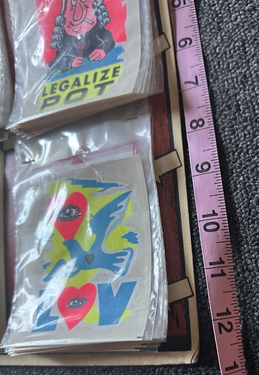 1960s Imko Hippie Decals Display Flower Power Love Legalize Pot Psychedelic Rare