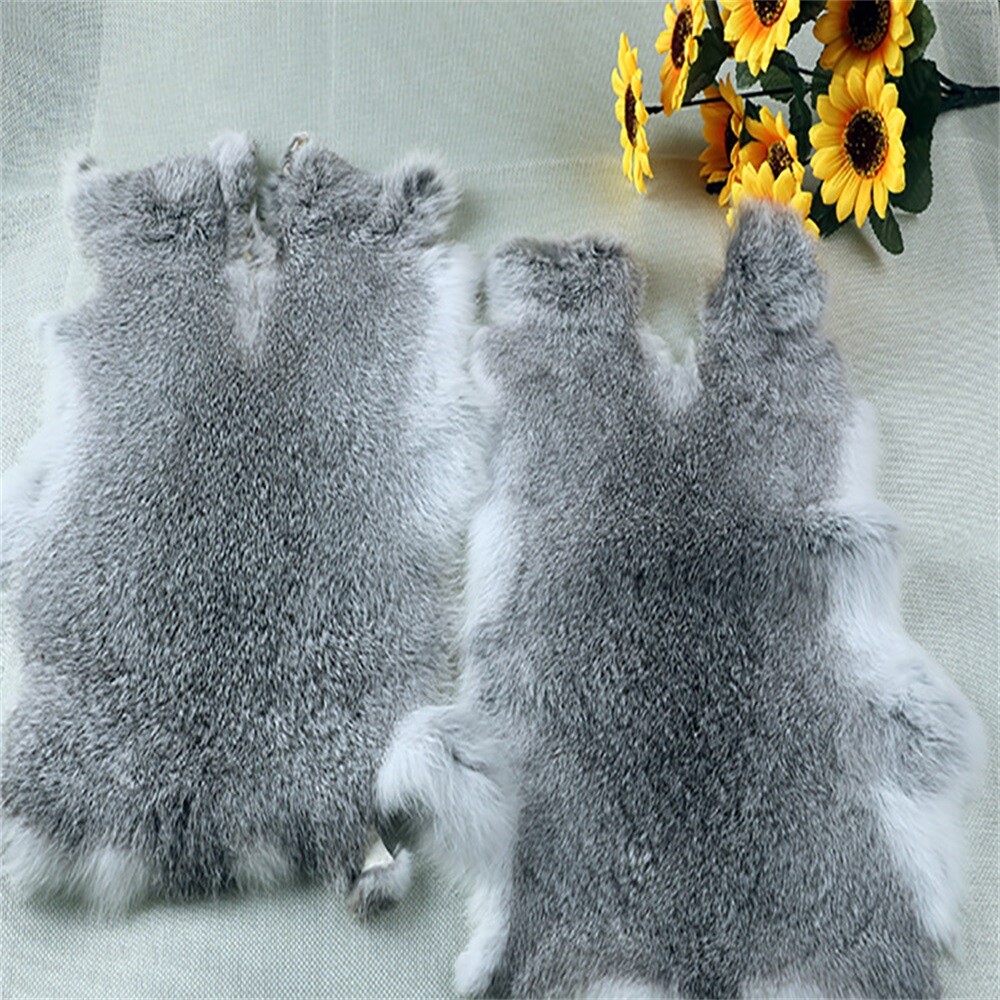 High Quality Soft Natural Gray Rabbit Skin Pelt Real Fur Craft Decro 8-14'' US