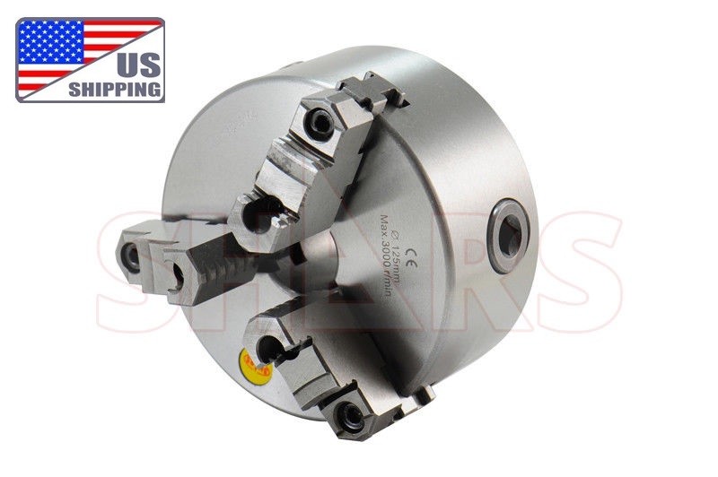 Shars 5" 3 Jaw Reversible Jaw Self-Centering Lathe Chuck .003” TIR L[