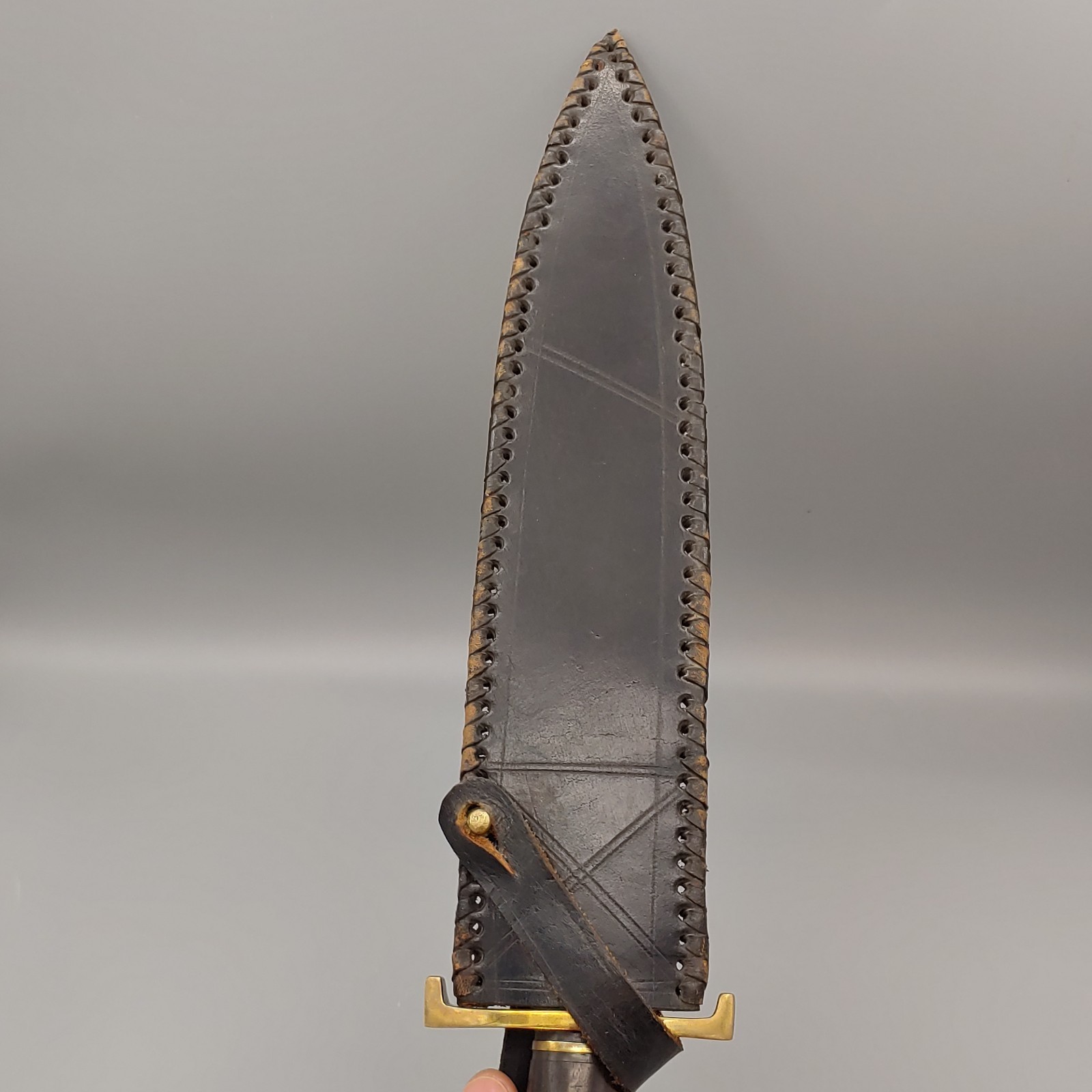 VTG Custom Arkansas Toothpick Knife Dagger w/ Sheath 19" walnut/brass handle 12"