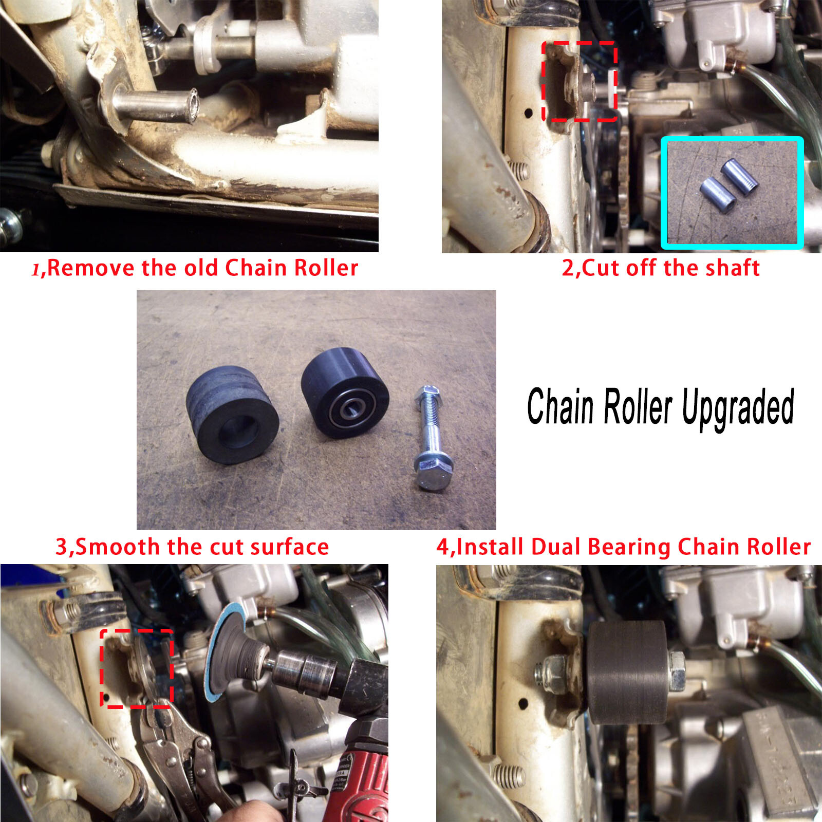 For Yamaha Warrior YFM350 RAPTOR 350 Upper & Lower Dual Bearing Chain Roller Set