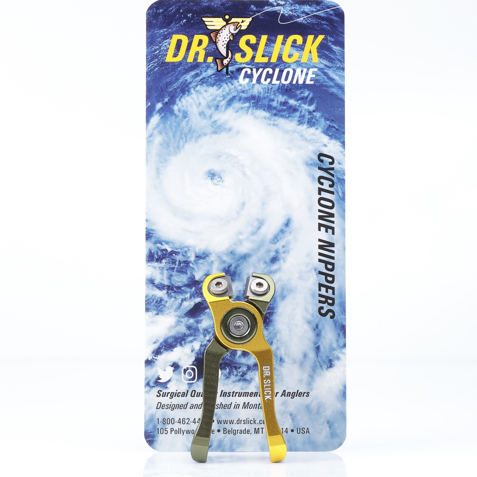 Dr Slick Cyclone Nipper - Offset Cut - Green/Gold - FREE SHIPPING