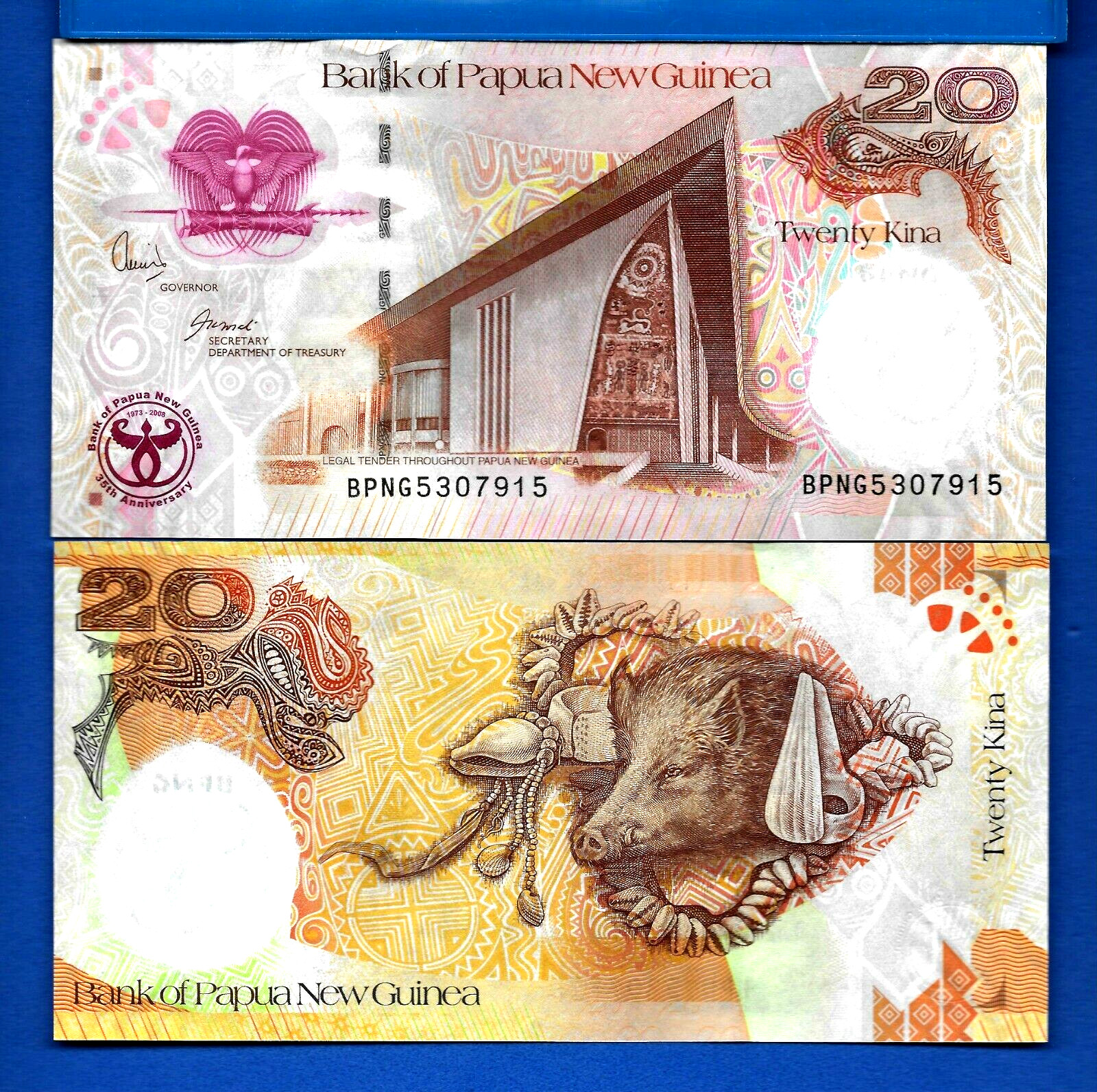 Papua New Guinea P-36 20 Kina Year 2008 Uncirculated Banknote Free Shipping