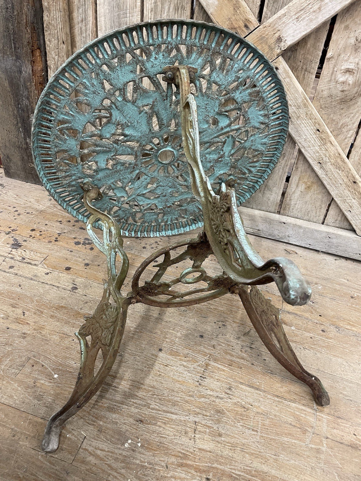 Vtg Victorian Cast Iron 28 1/2" Tea Table 27" Tall Garden outdoor