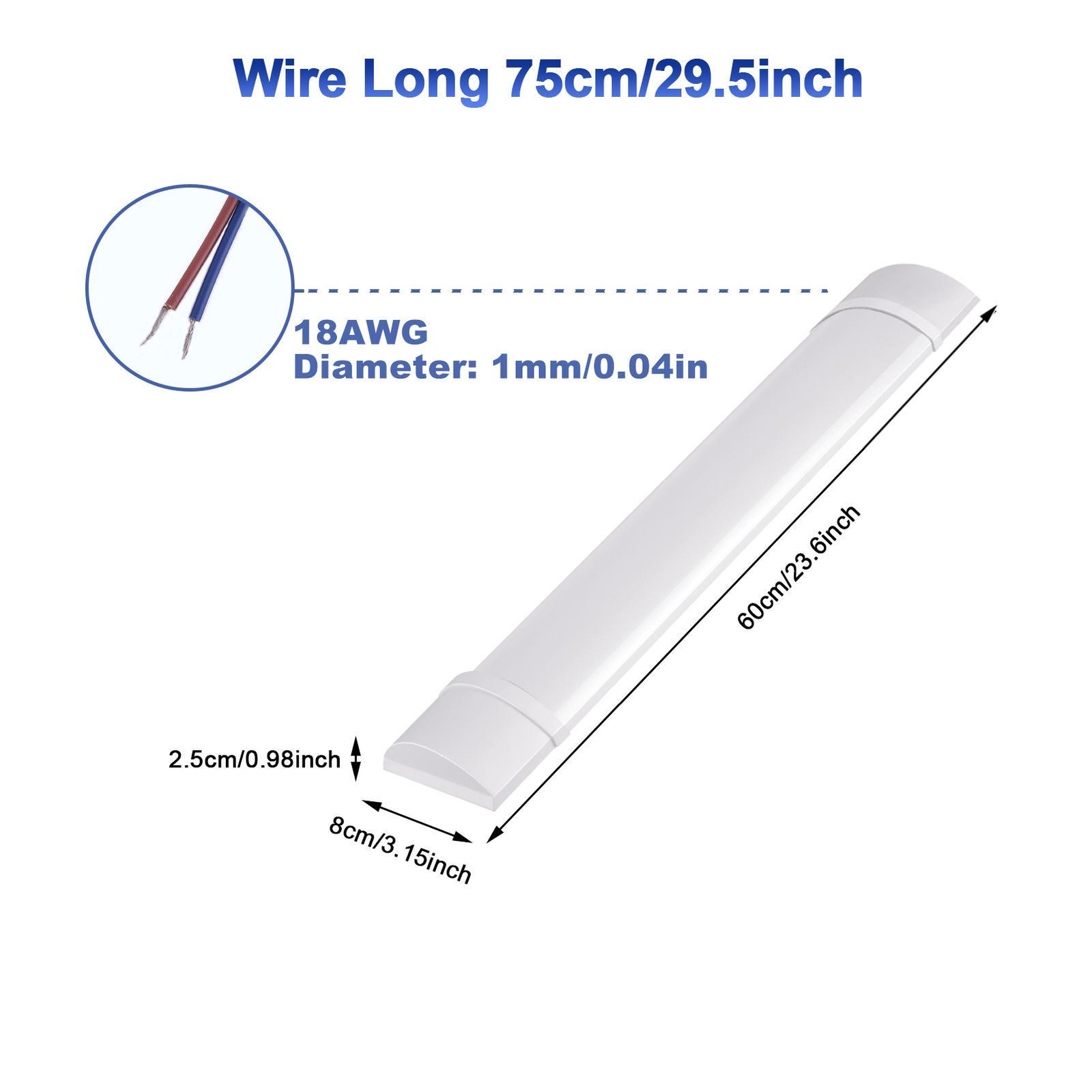 1FT 2FT 3FT 4FT LED Linear Batten Tube Light Bar Wall/Ceiling Mount Lamp Fixture