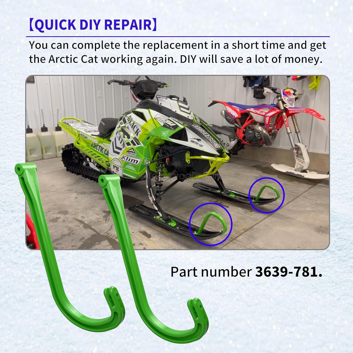 3639-781 Fits Arctic Cat Snowmobile Ski Handles Ski Loops Set Z ZL ZRT Firecat