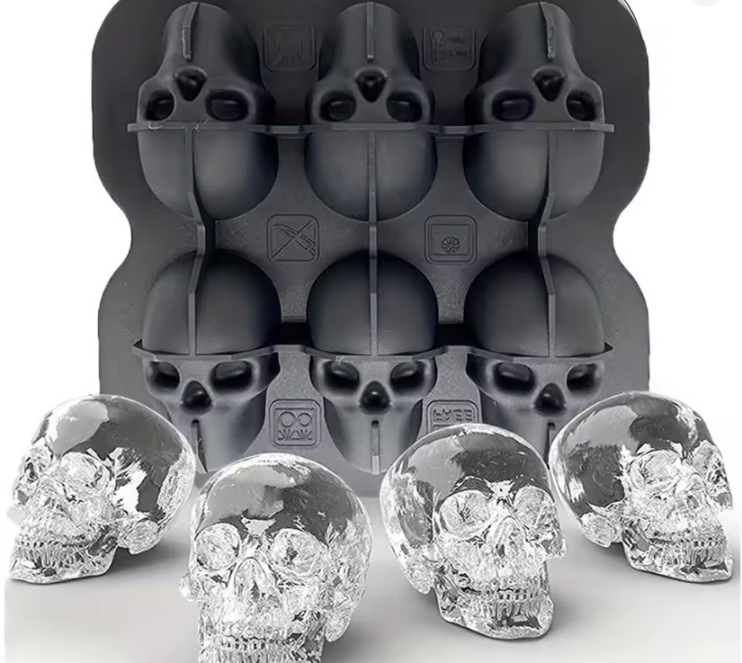 1pc 3D Skull Ice Ball Mold Silicone Flexible Ice Cube Tray for Cocktails - NEW
