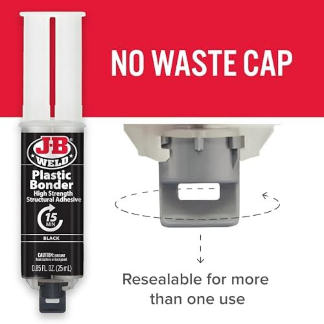 JB Weld Plastic Weld Quick Setting Epoxy Syringe Bonder Repair Glue Black