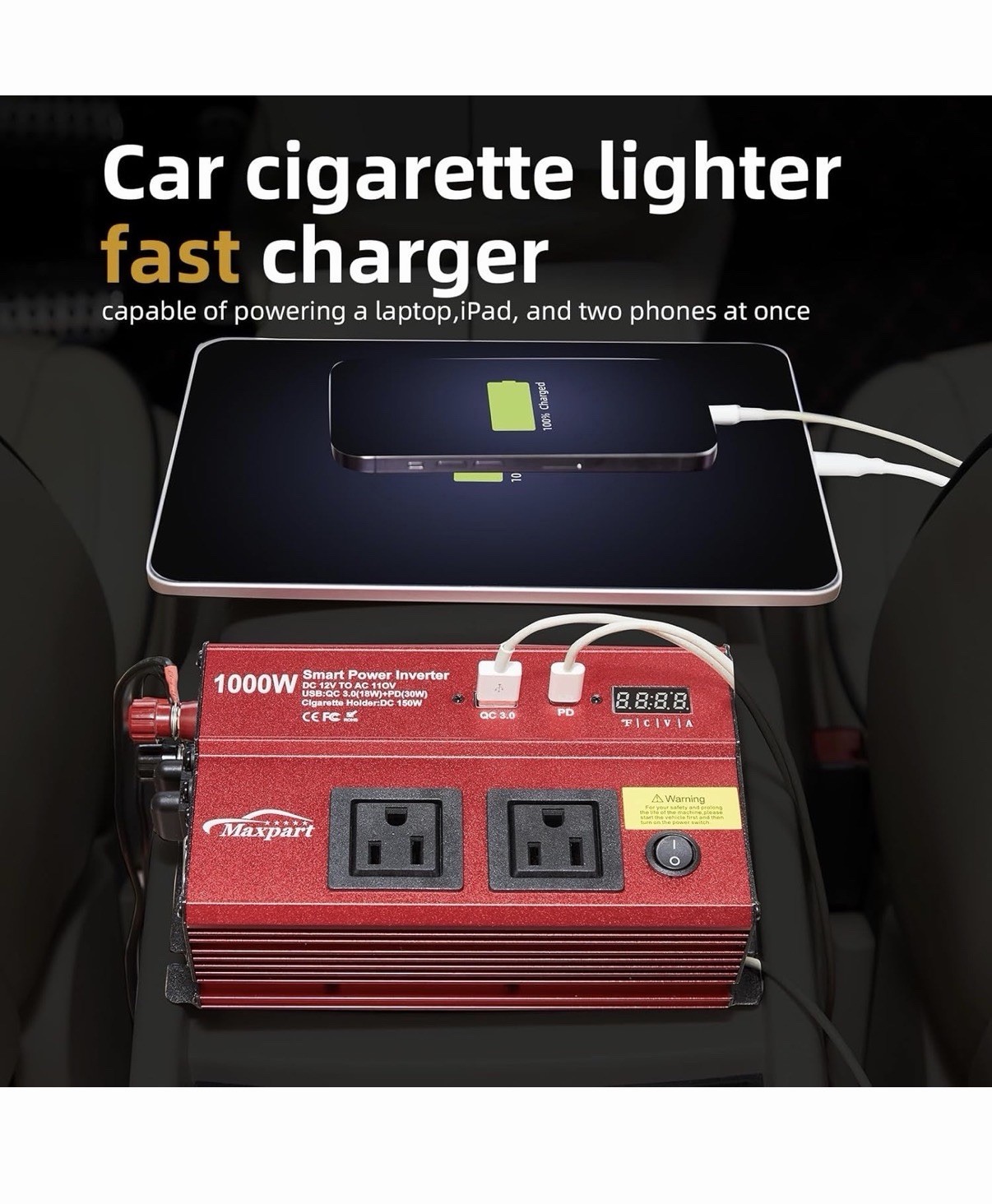 1000 W Power Inverter, Car/Light Truck 12V DC to 110V AC Converter USB and 3.0A