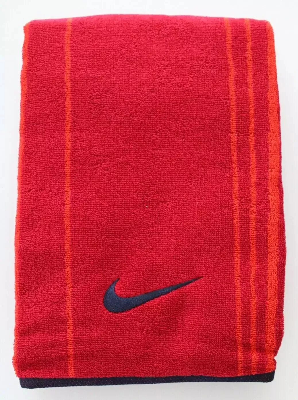 Nike Striped Jacquard Towels 2 Pack Large Midnight Navy & Gym Red