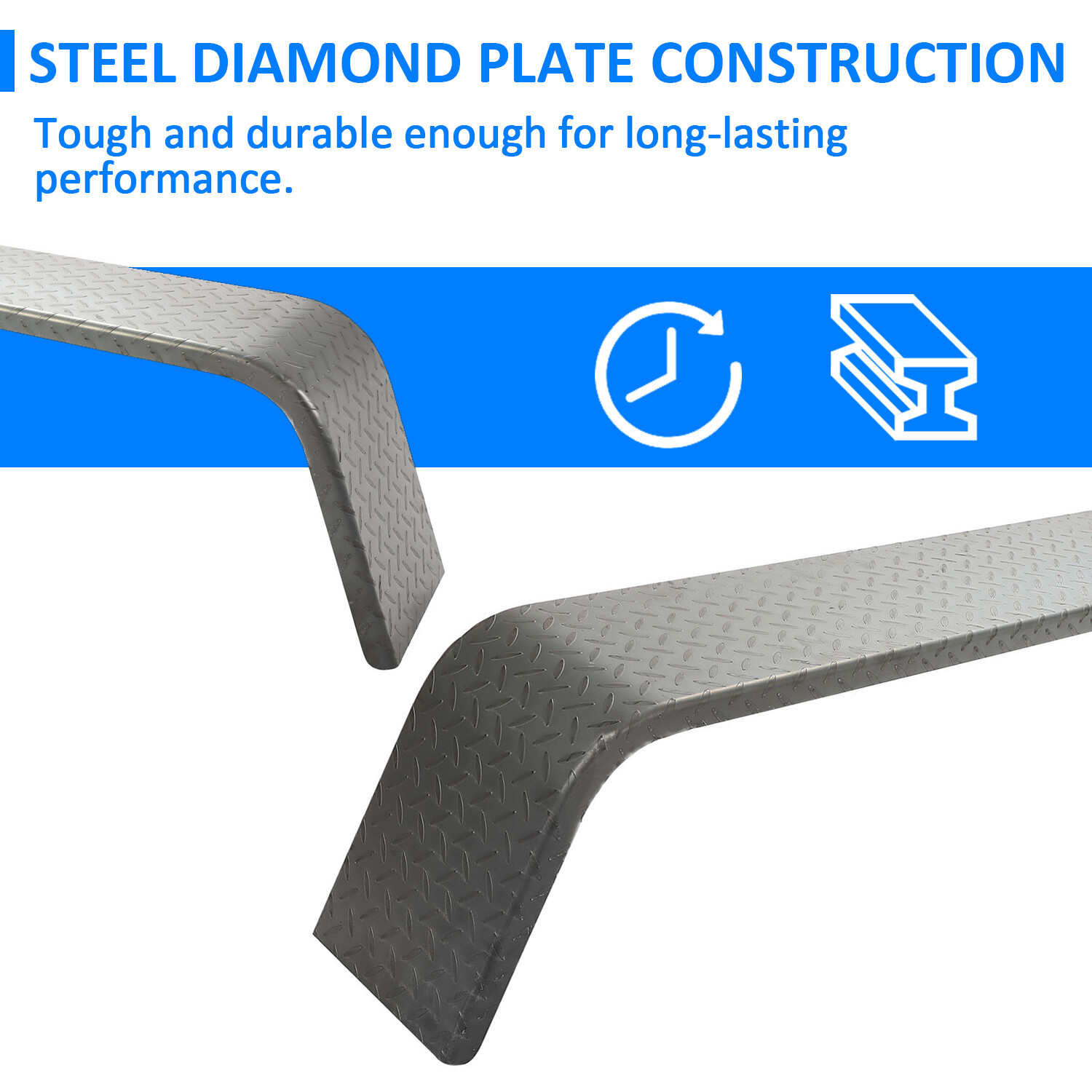 2 Steel Diamond Tread Plate Tandem Axle Trailer Fenders 10" x 72" x 13" Raw