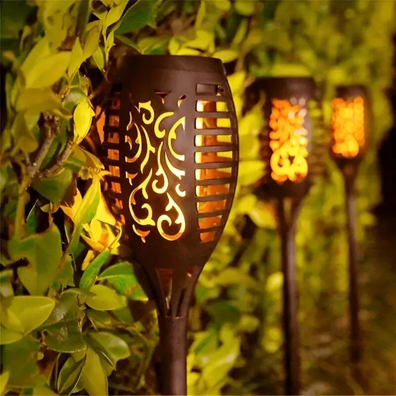6-12pcs Solar TiKi Torch Lights with Flickering Flames - Waterproof by AvalonUP