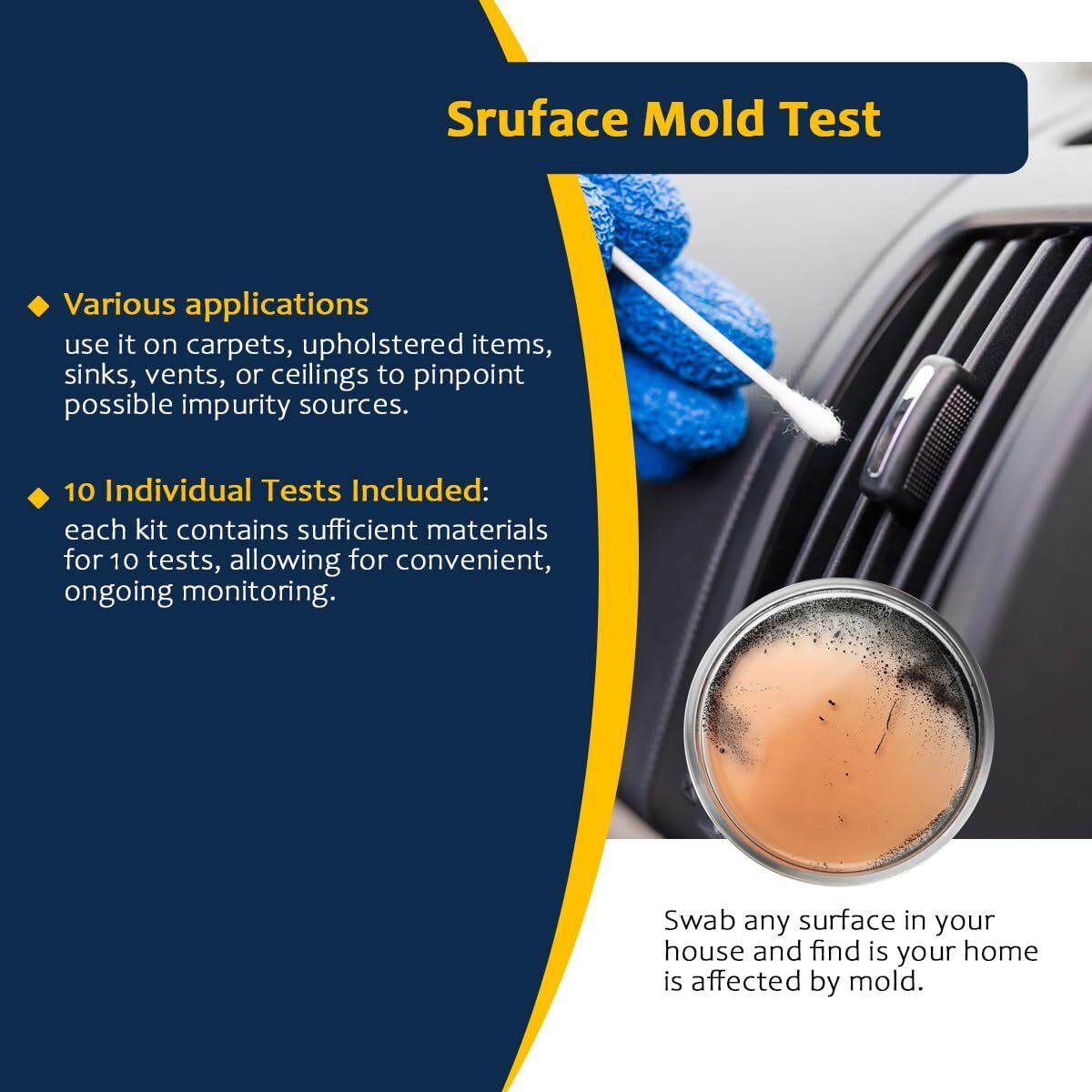 Mold Testing Kit with 10 Individual Tests - DIY Mold Test Kit for Home -