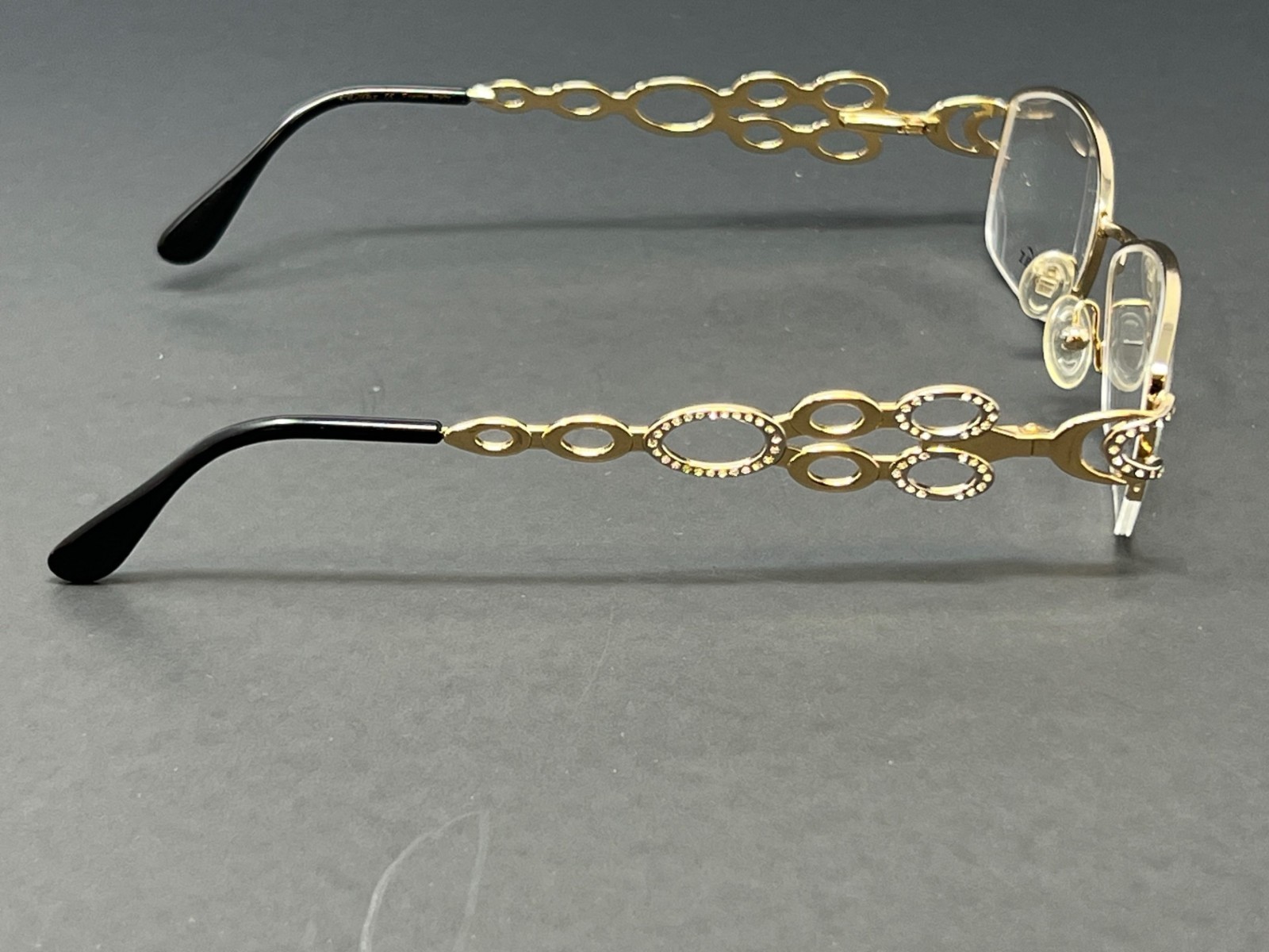 Caviar M2312-C21 Gold 53mm Women's Eyeglasses Crystals Half Rim Optical Frames