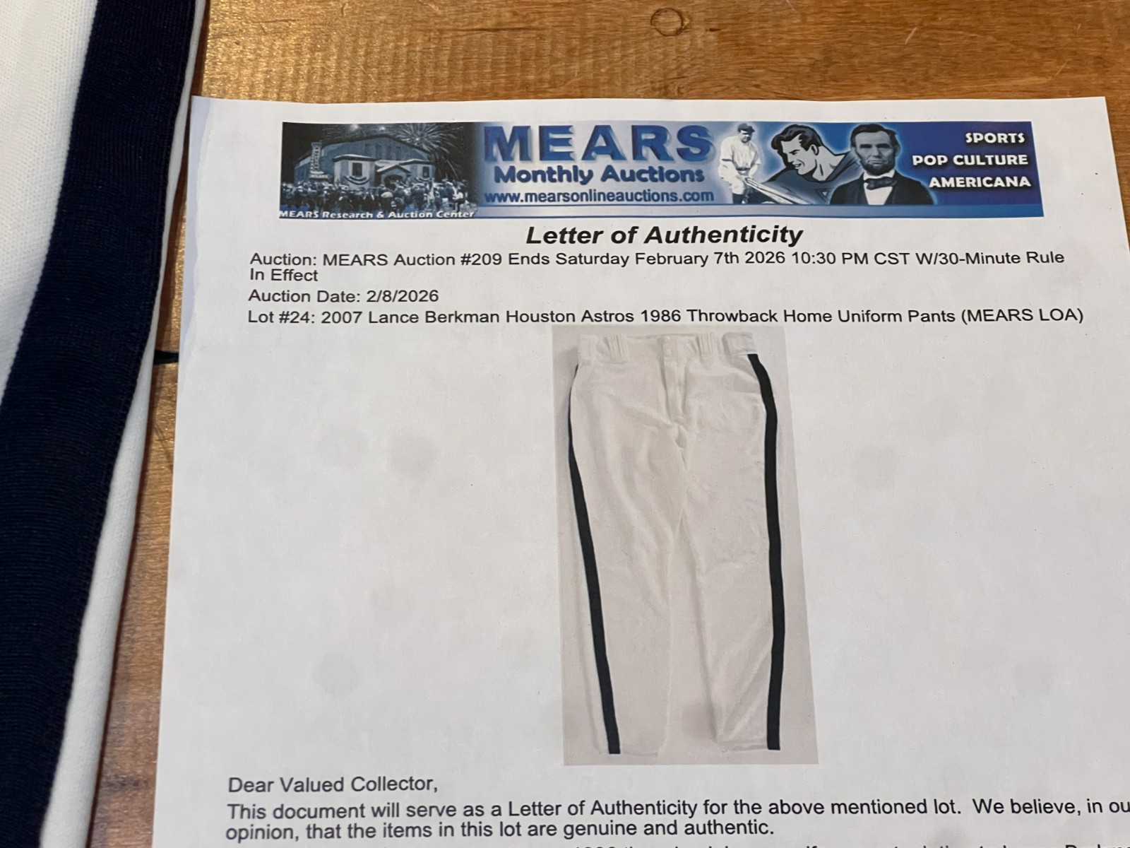 Lance Berkman's 2007 Houston Astros 1986 Throwback Home Uniform Pants GAME USED