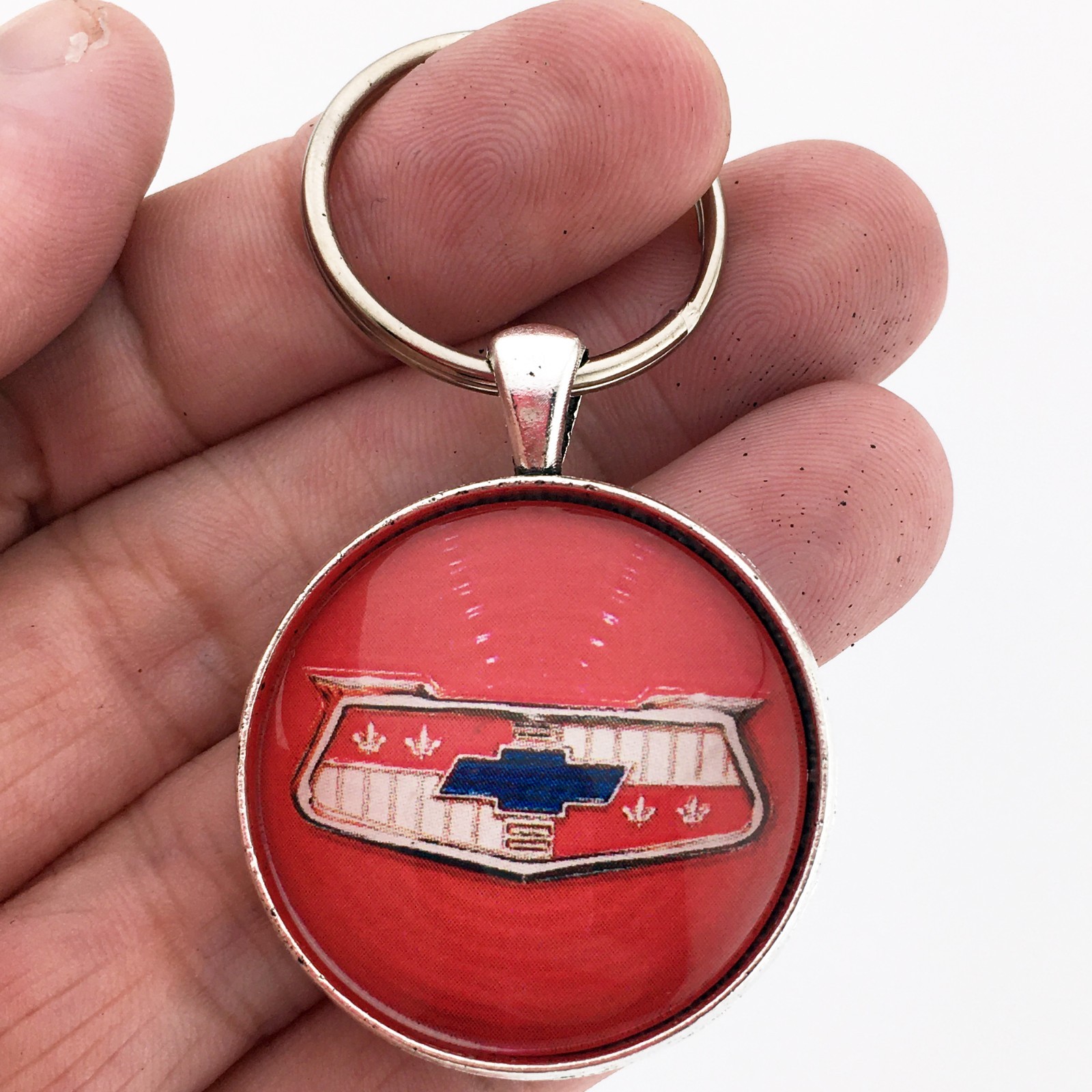 Vintage Chevrolet Bel Air Wheel Spinner Emblem Logo Keychain Reproduction Chevy