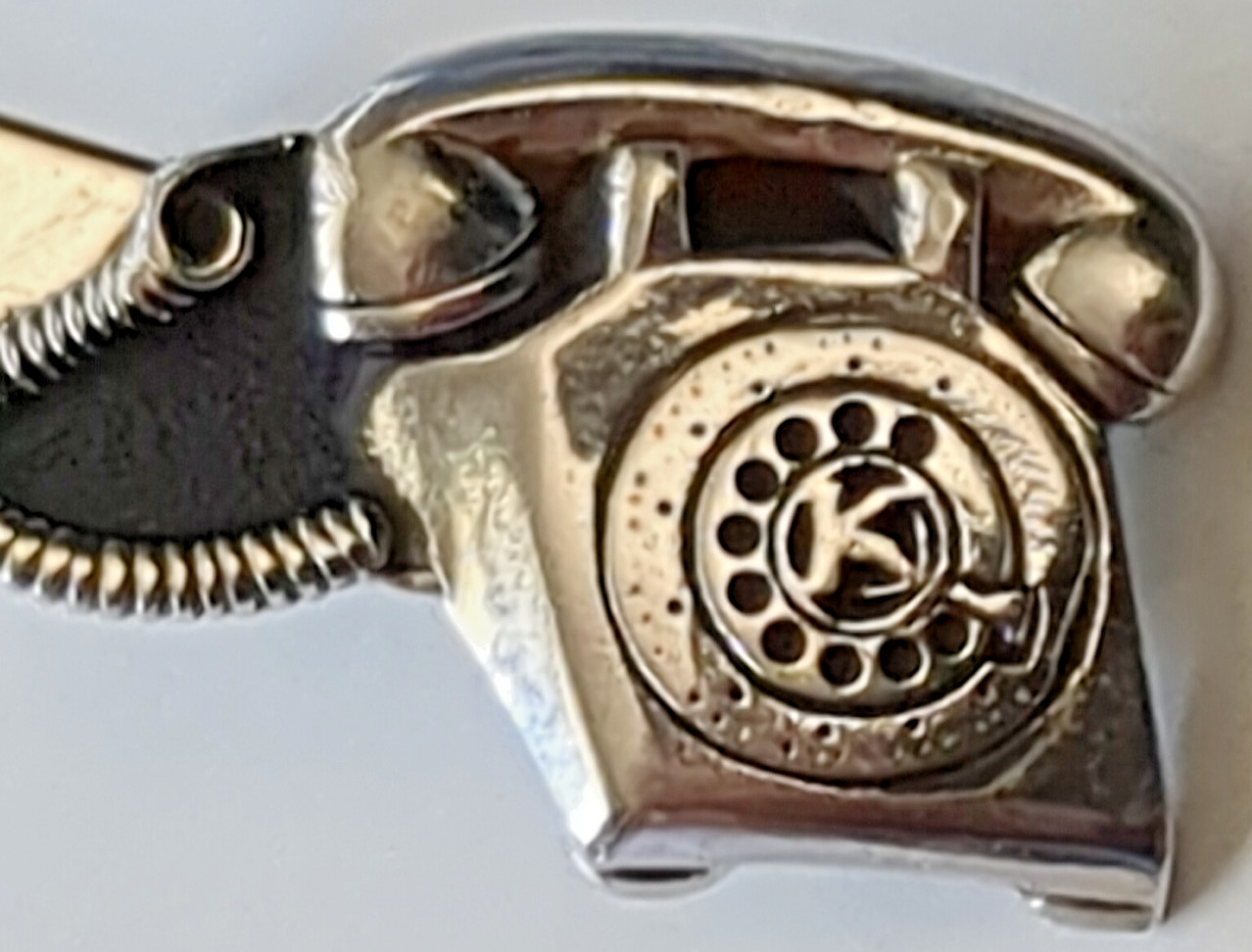 Vintage Rotary Telephone, B & B Tie Clip Bar Clasp Silvertone. Nice Looking