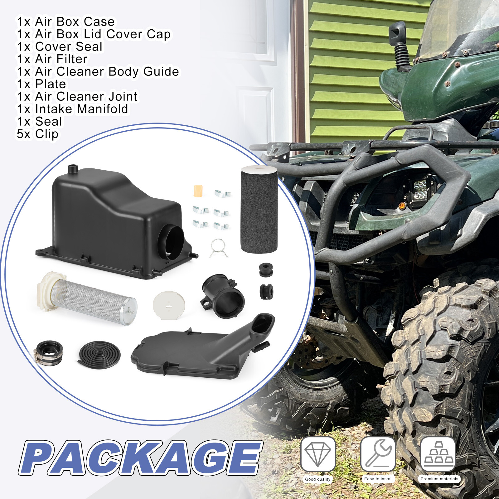 Air Filter Guide Box Cover Assembly Kit for Yamaha Grizzly 660 2002 2003 2004-08